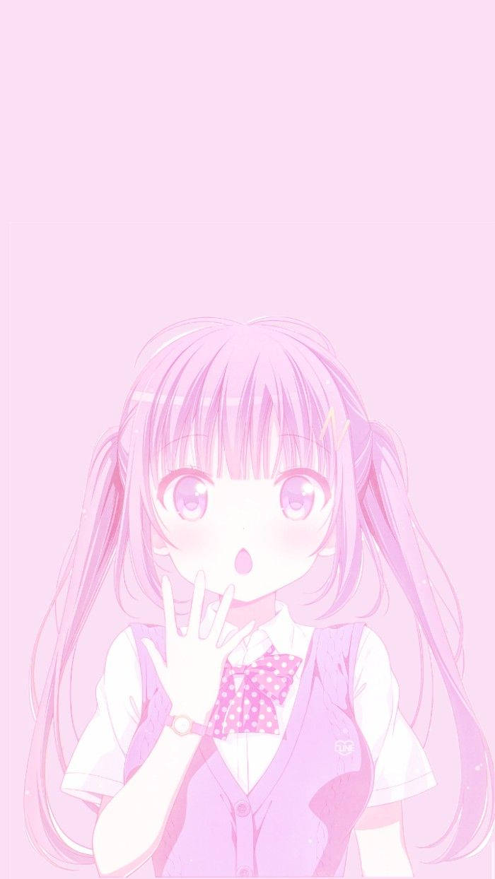 Kawaii Anime Nữ Sinh Trong Sắc Hồng Hình nền