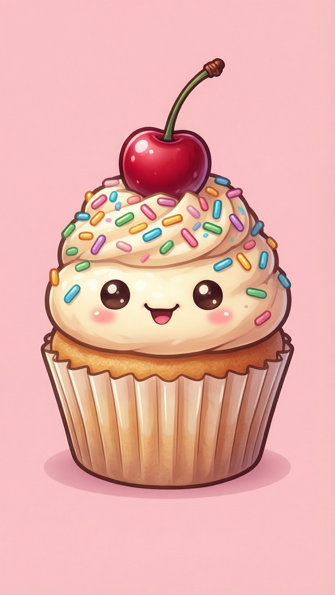 Kawaii Cupcake Cười Hình nền