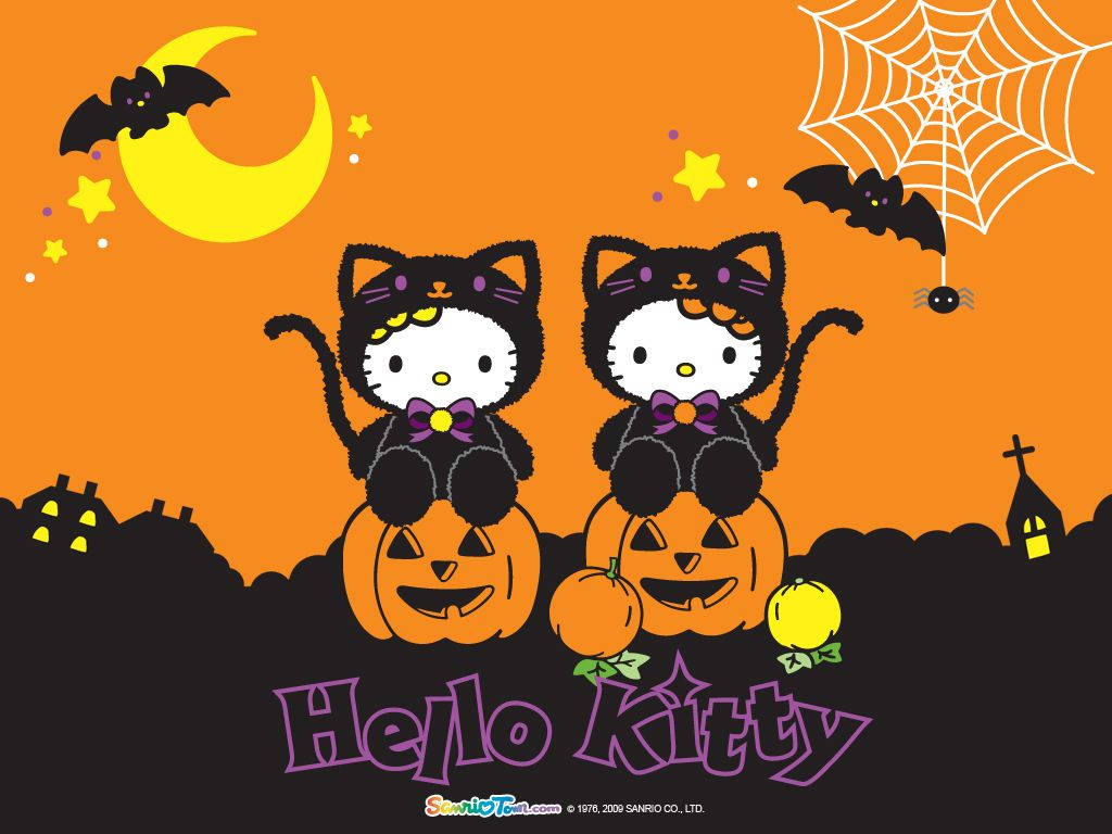 Kawaii Halloween Hai Chú Hello Kitty Hình nền