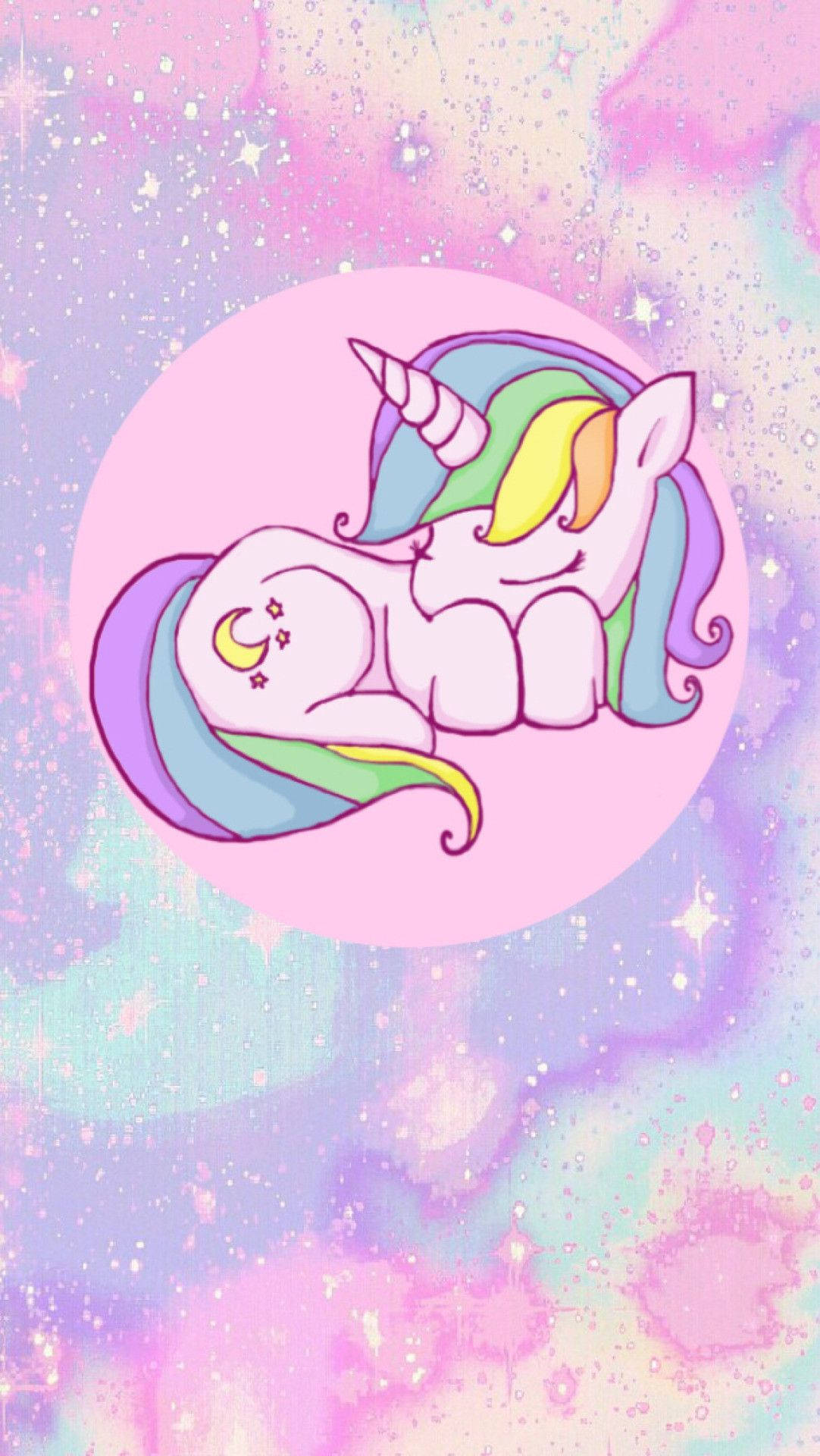 Kawaii Unicorn Hồng Đang Ngủ Hình nền