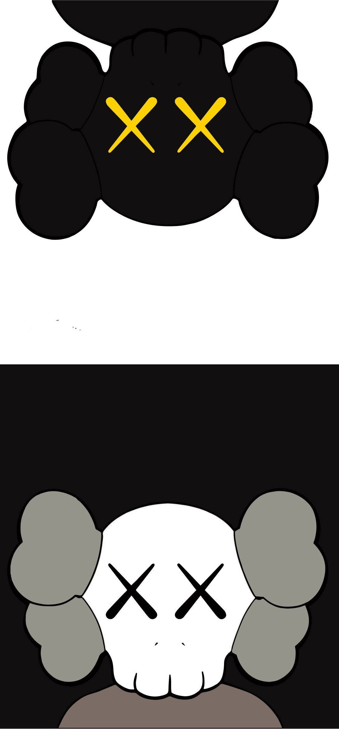 KAWS Đen và Xám Companions Hình nền