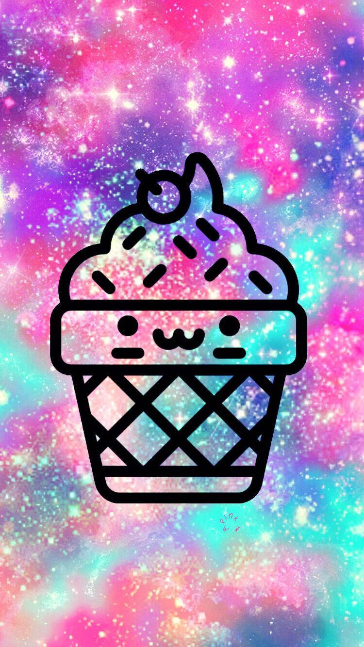 Hình nền kem kawaii lấp lánh.