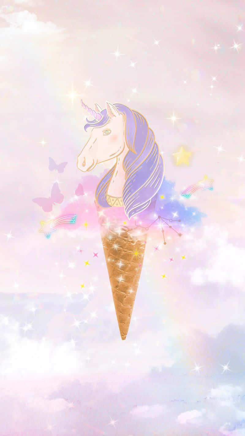 Kem unicorn tóc tím dễ thương Hình nền