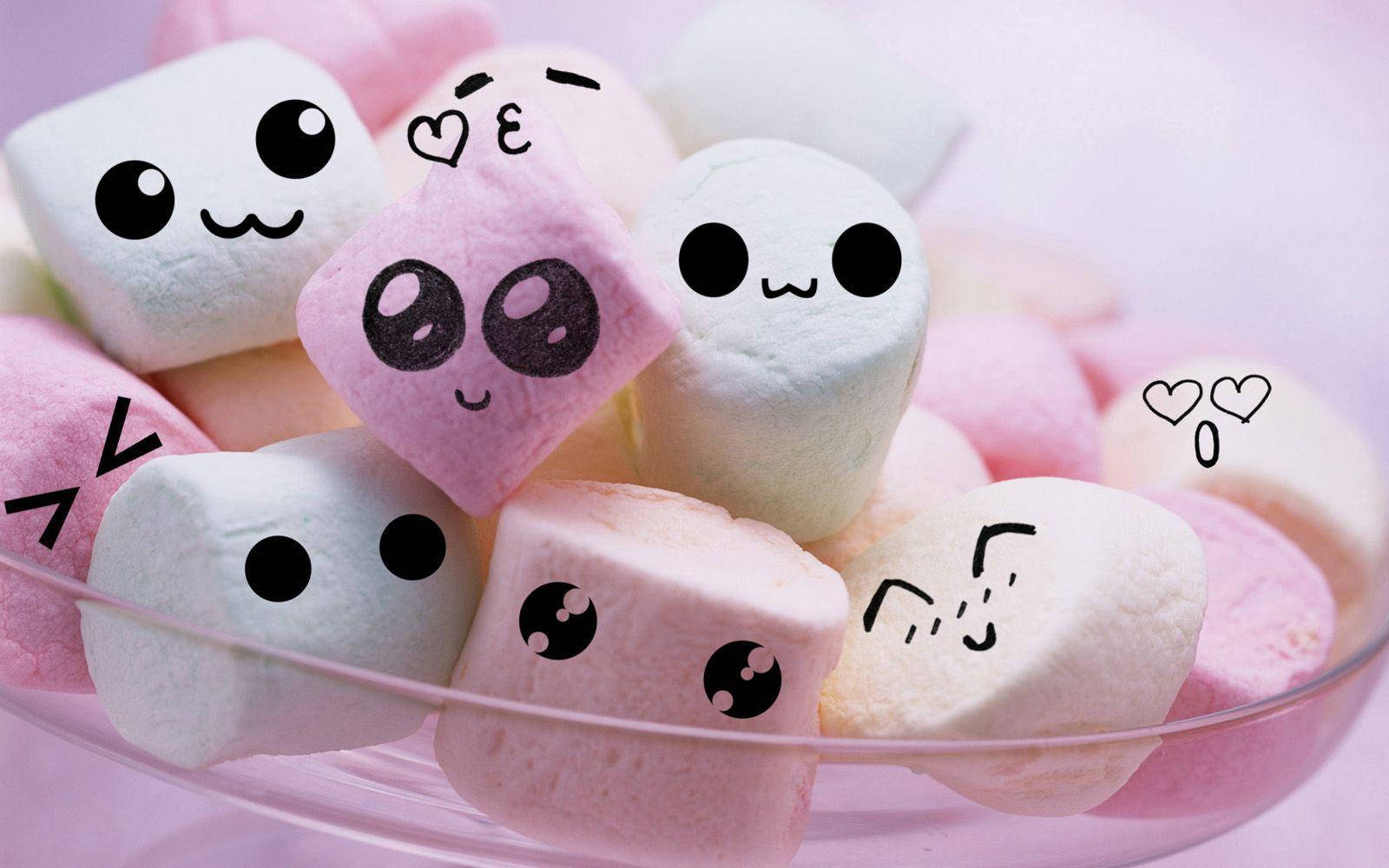 Kẹo dẻo Marshmallow Dễ Thương Cho Màn Hình Hình nền