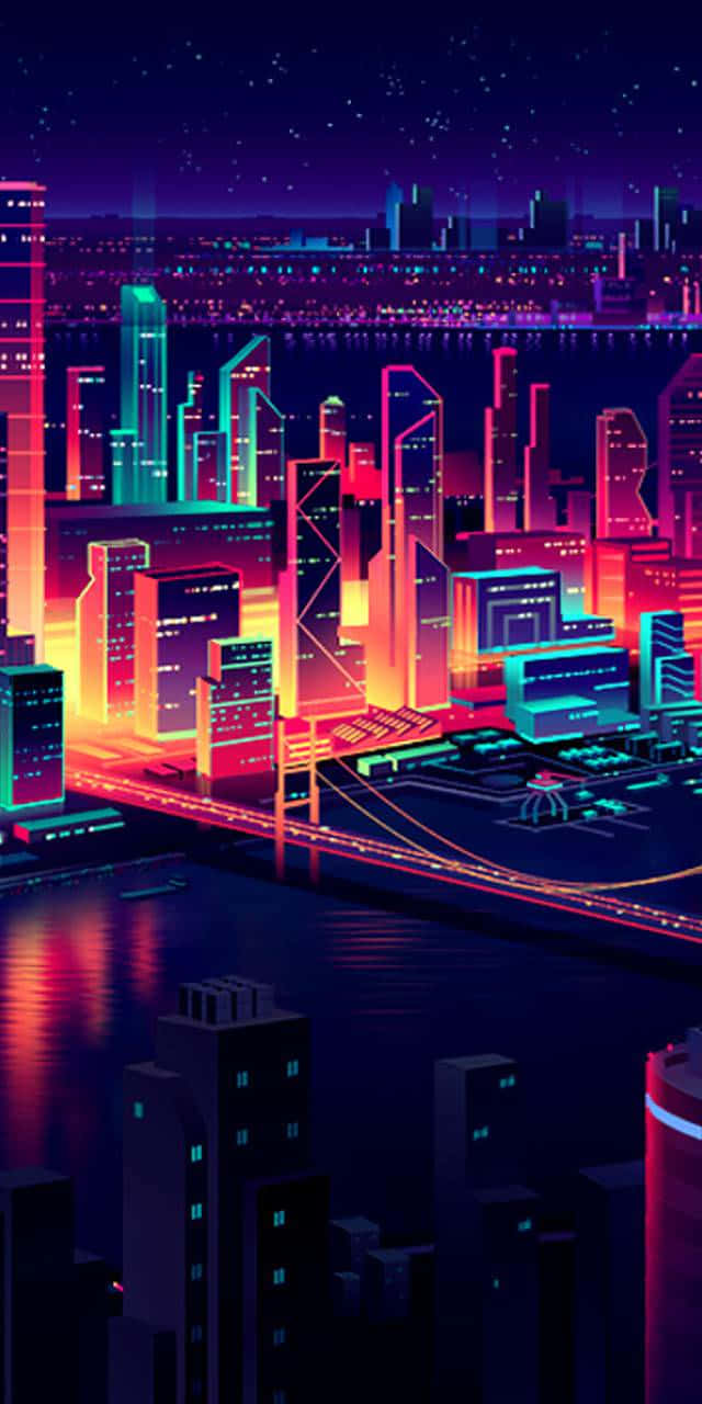 Khám phá ánh đèn rực rỡ của Thành phố Neon Hình nền