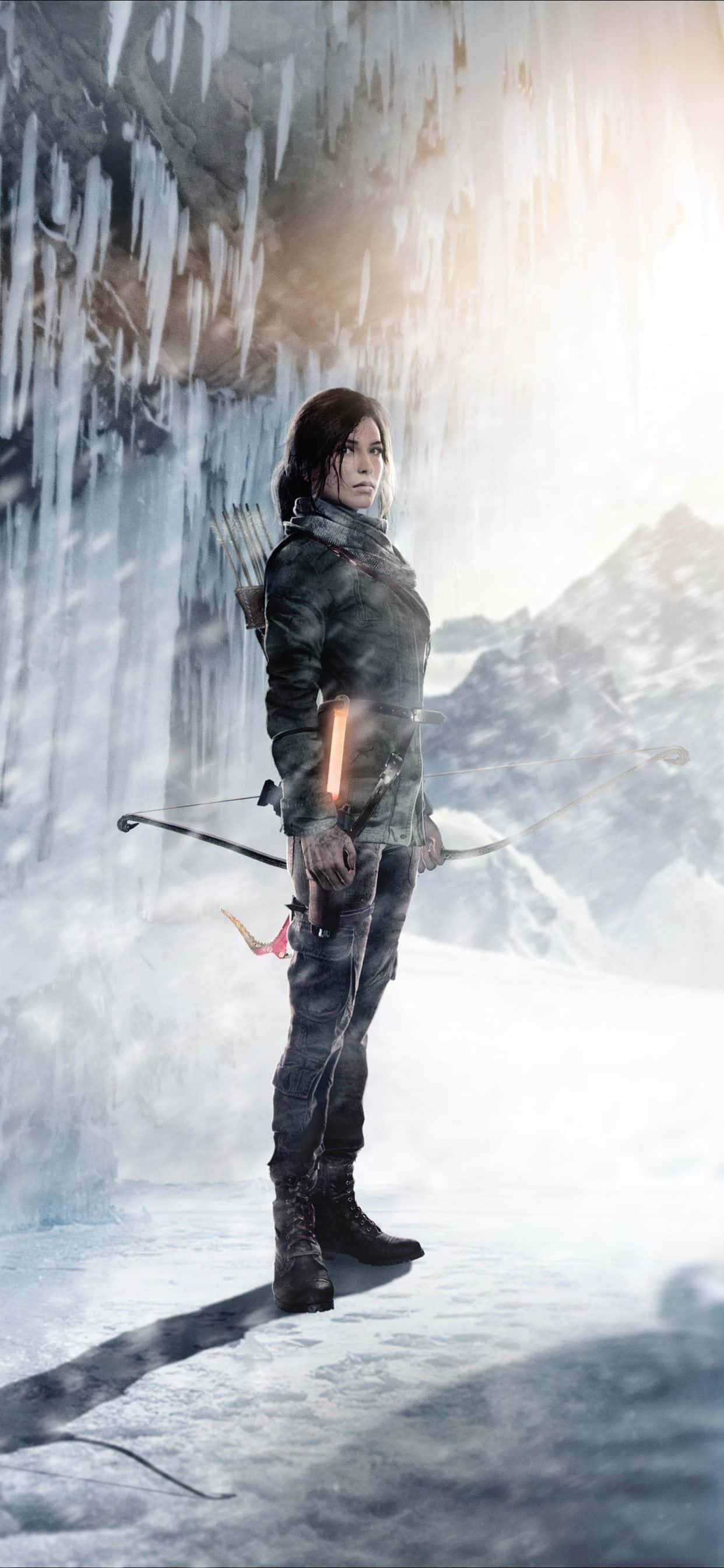 “Khám phá bí mật và phiêu lưu trên iPhone Xs Max của bạn với Rise of the Tomb Raider" Hình nền
