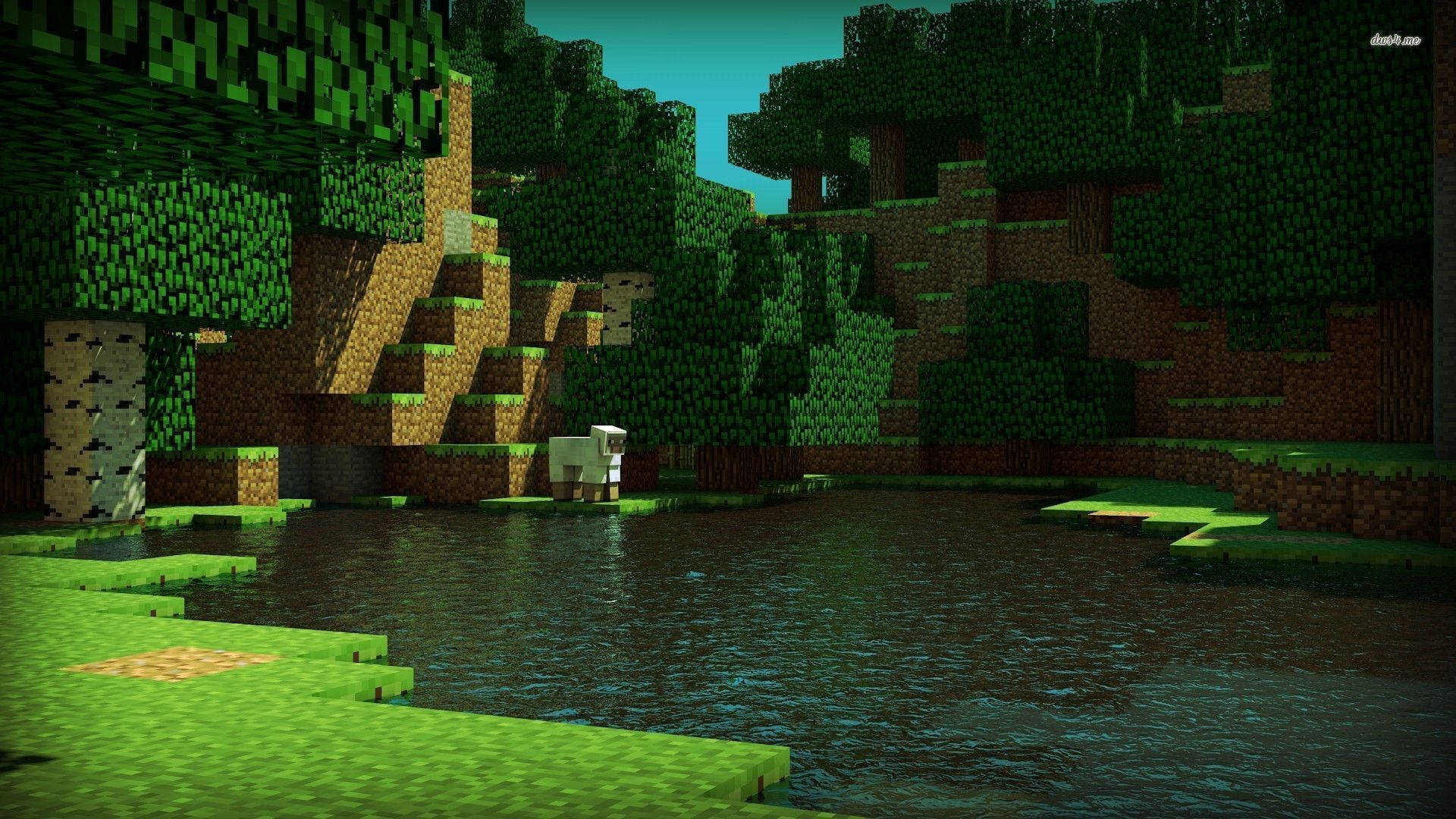 Hình nền Minecraft HD phong cảnh thiên nhiên xanh