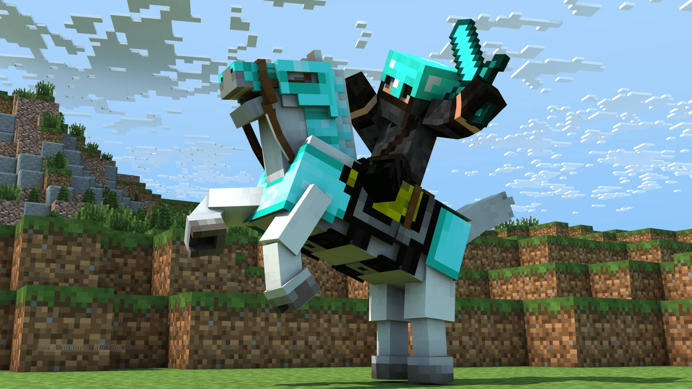 Hình nền Minecraft hiệp sĩ ninja mặc giáp 3D