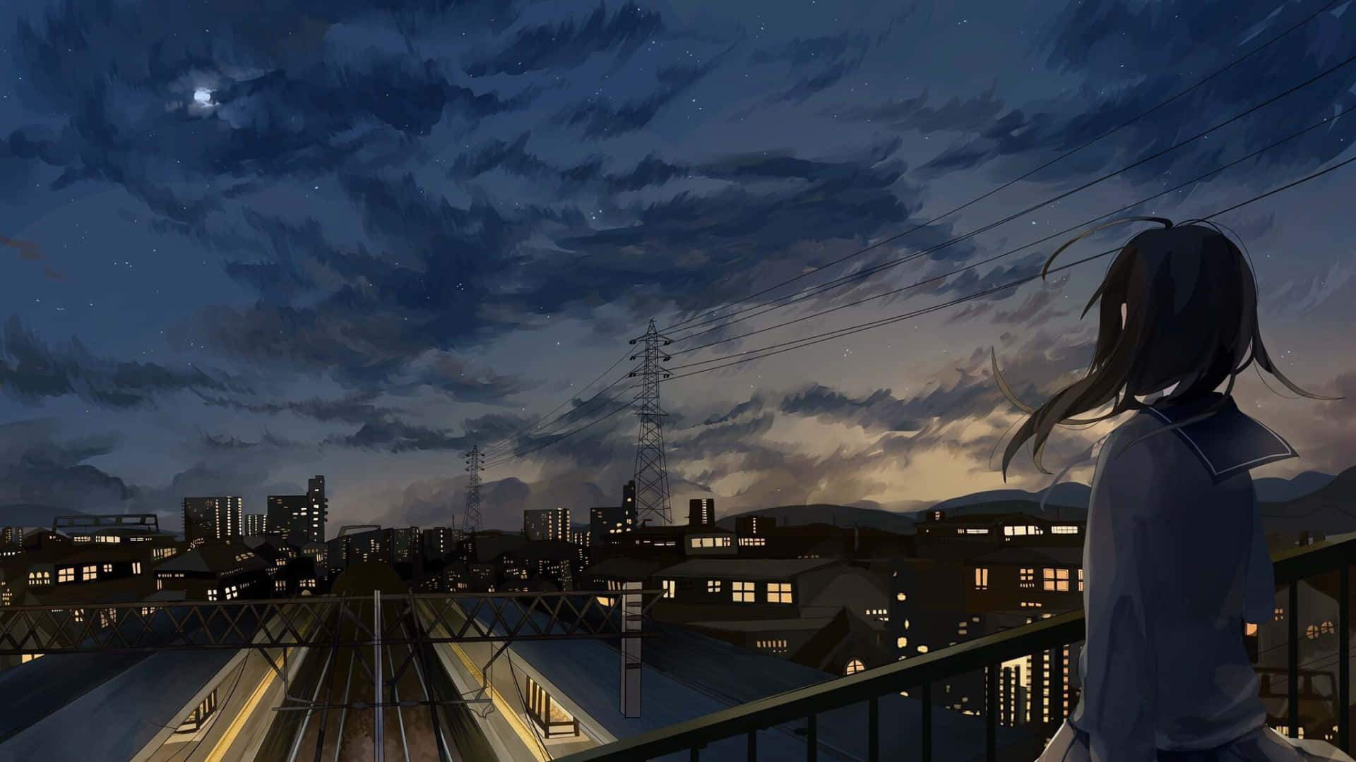 Khám phá những con phố đầy màu sắc của Anime City! Hình nền
