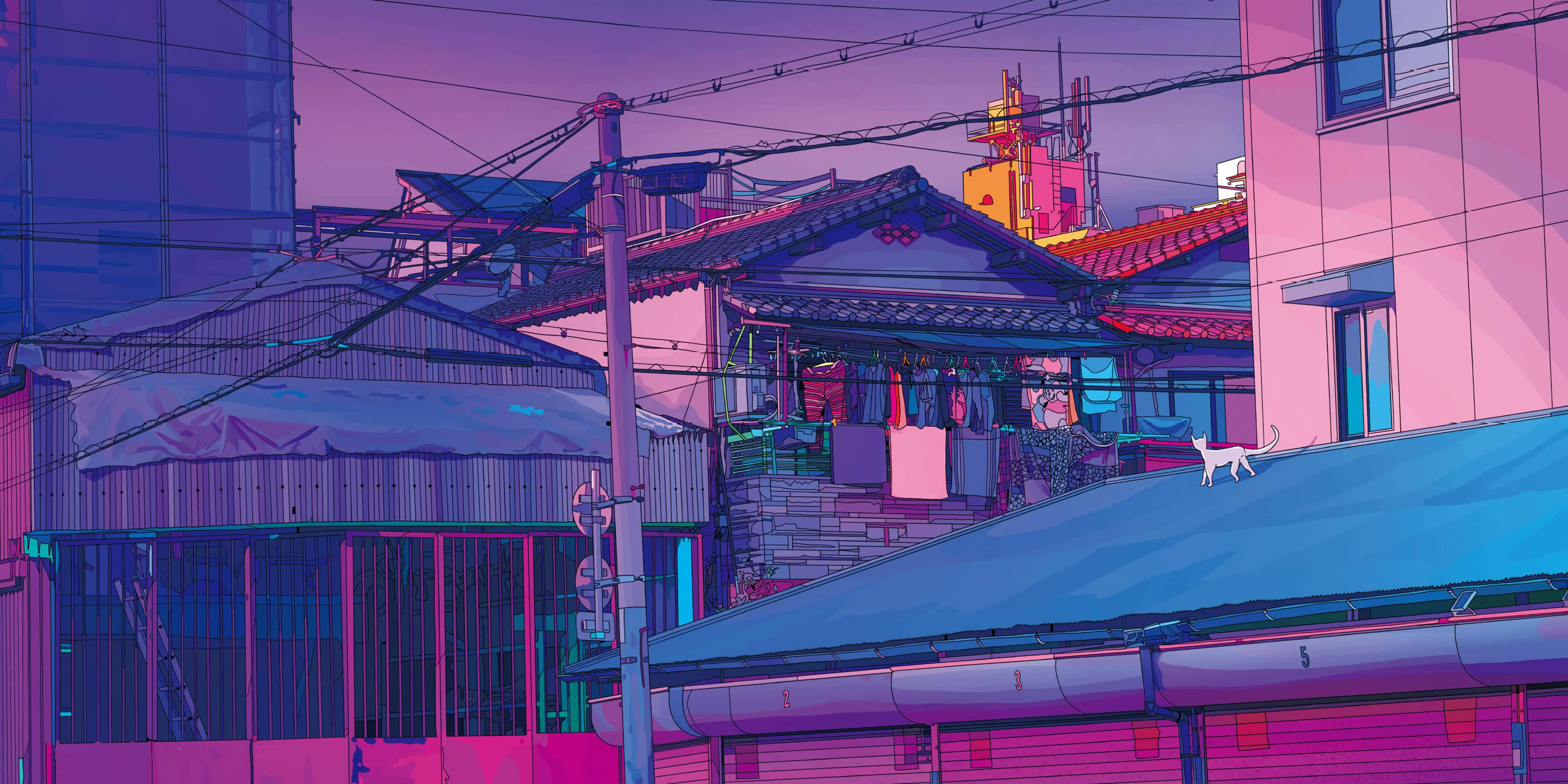 Khám phá những con phố sôi động của Thành phố Anime! Hình nền