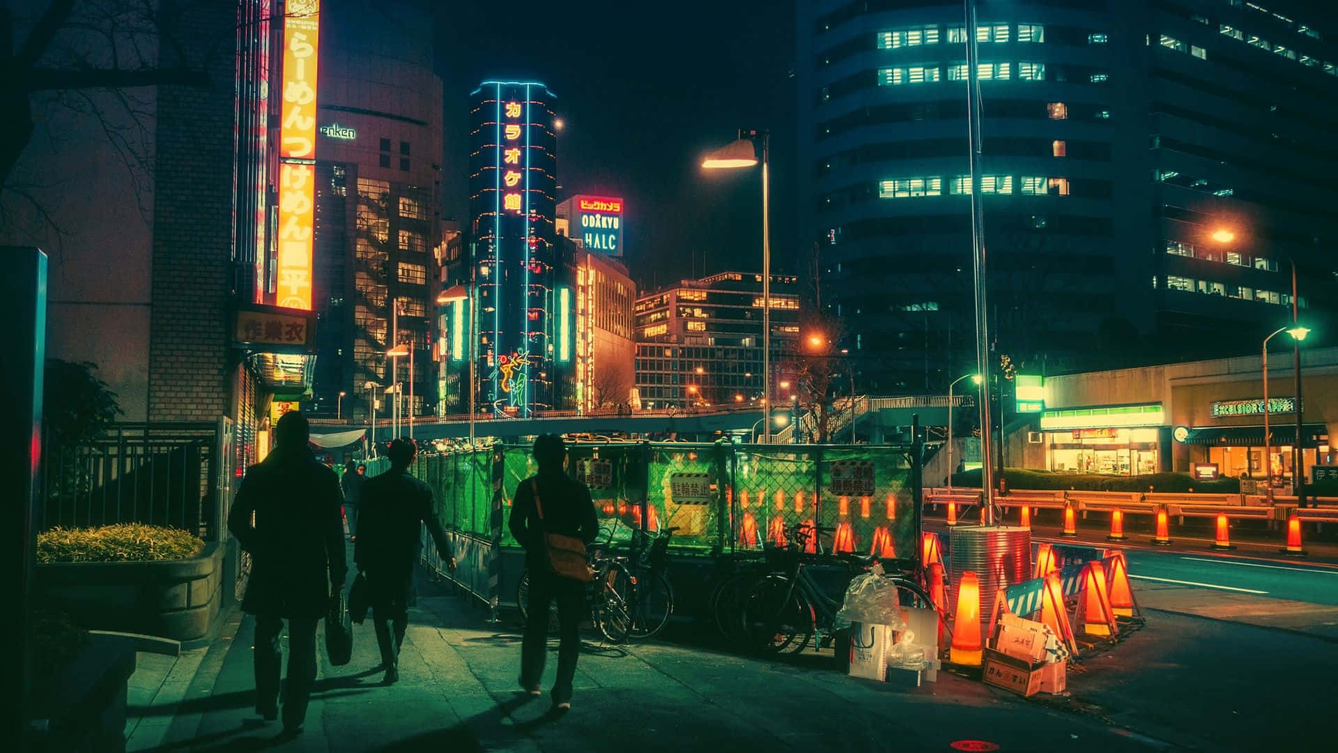Khám phá ốc đảo đô thị của Thành phố Neon Hình nền