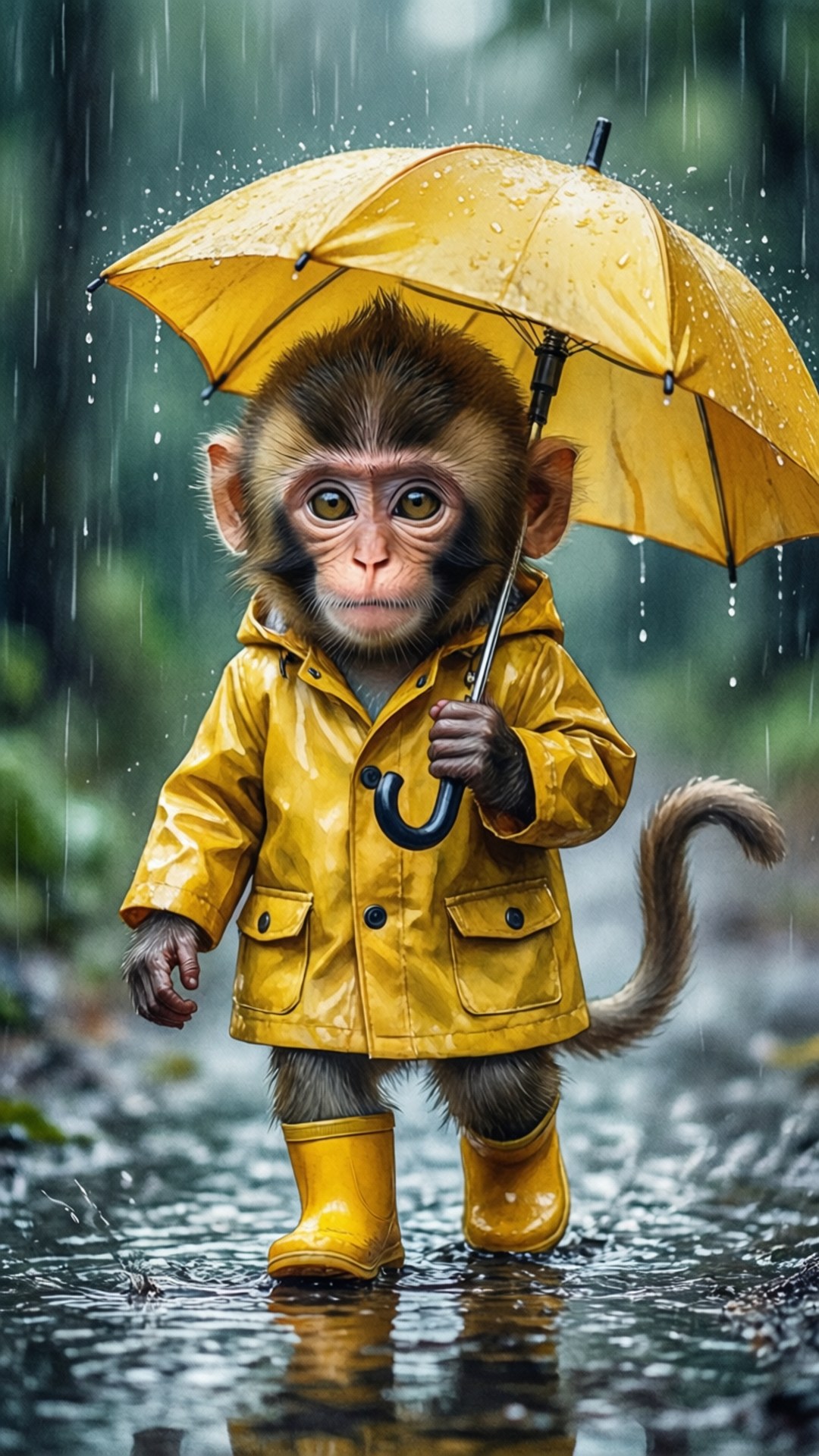 Khỉ Đi Mưa Hình nền