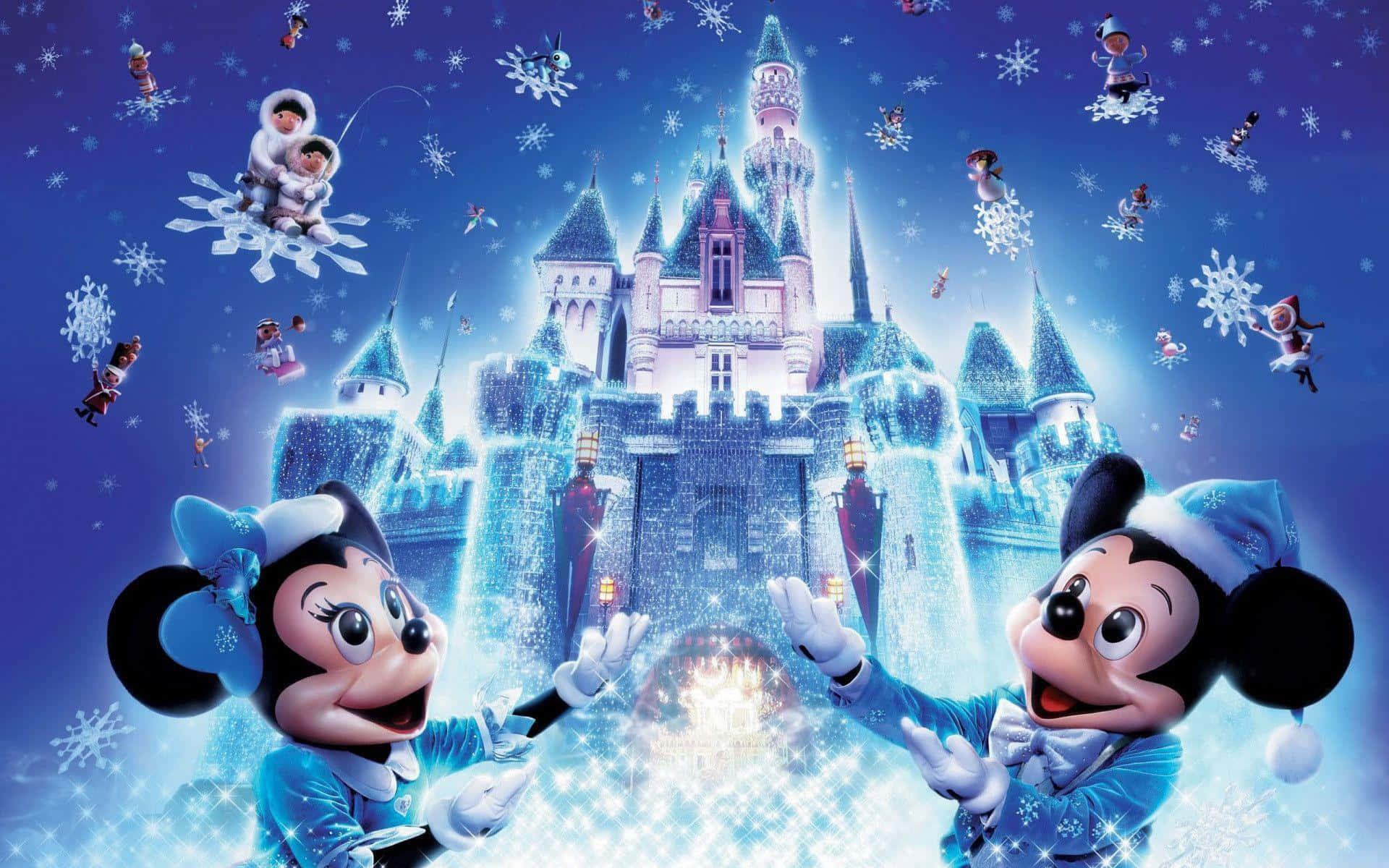 Khoảnh khắc vui tươi bên Bạch Tuyết trong mùa Giáng Sinh Disney Hình nền