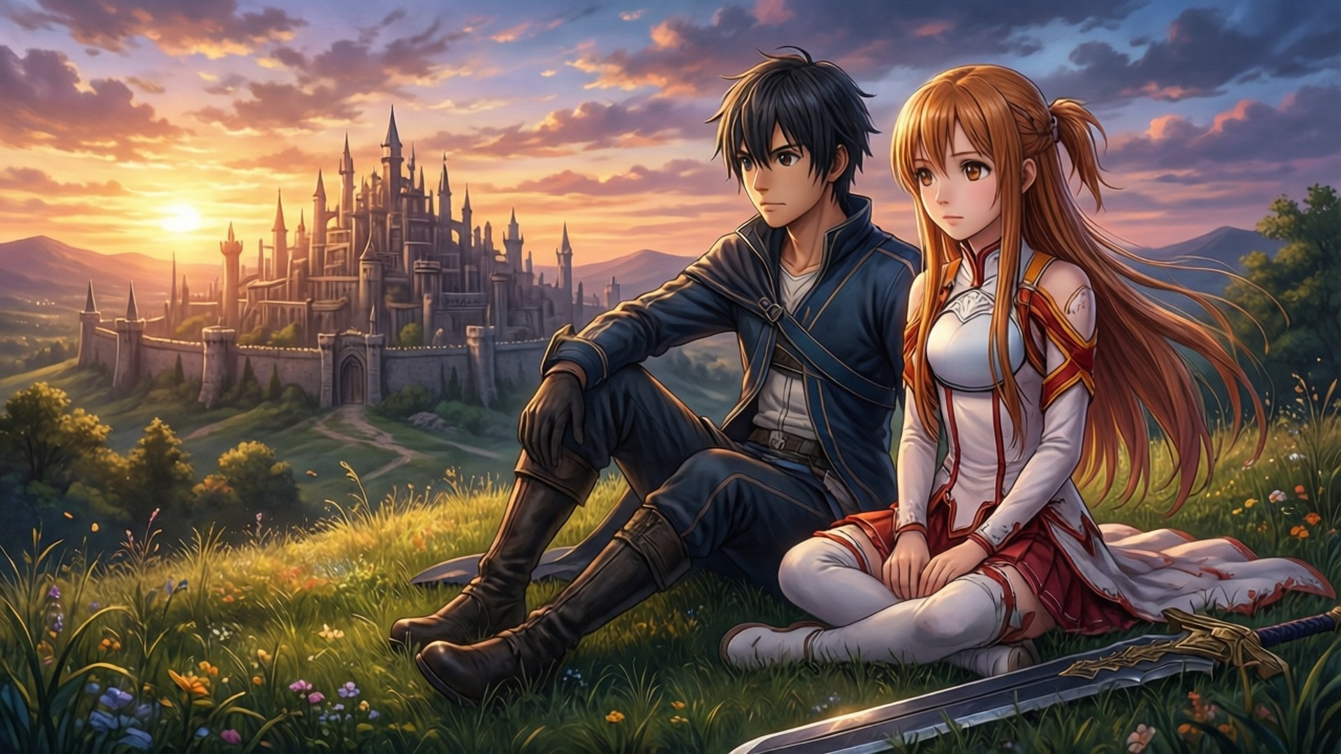 Khoảnh khắc yên bình của Kirito và Asuna Hình nền
