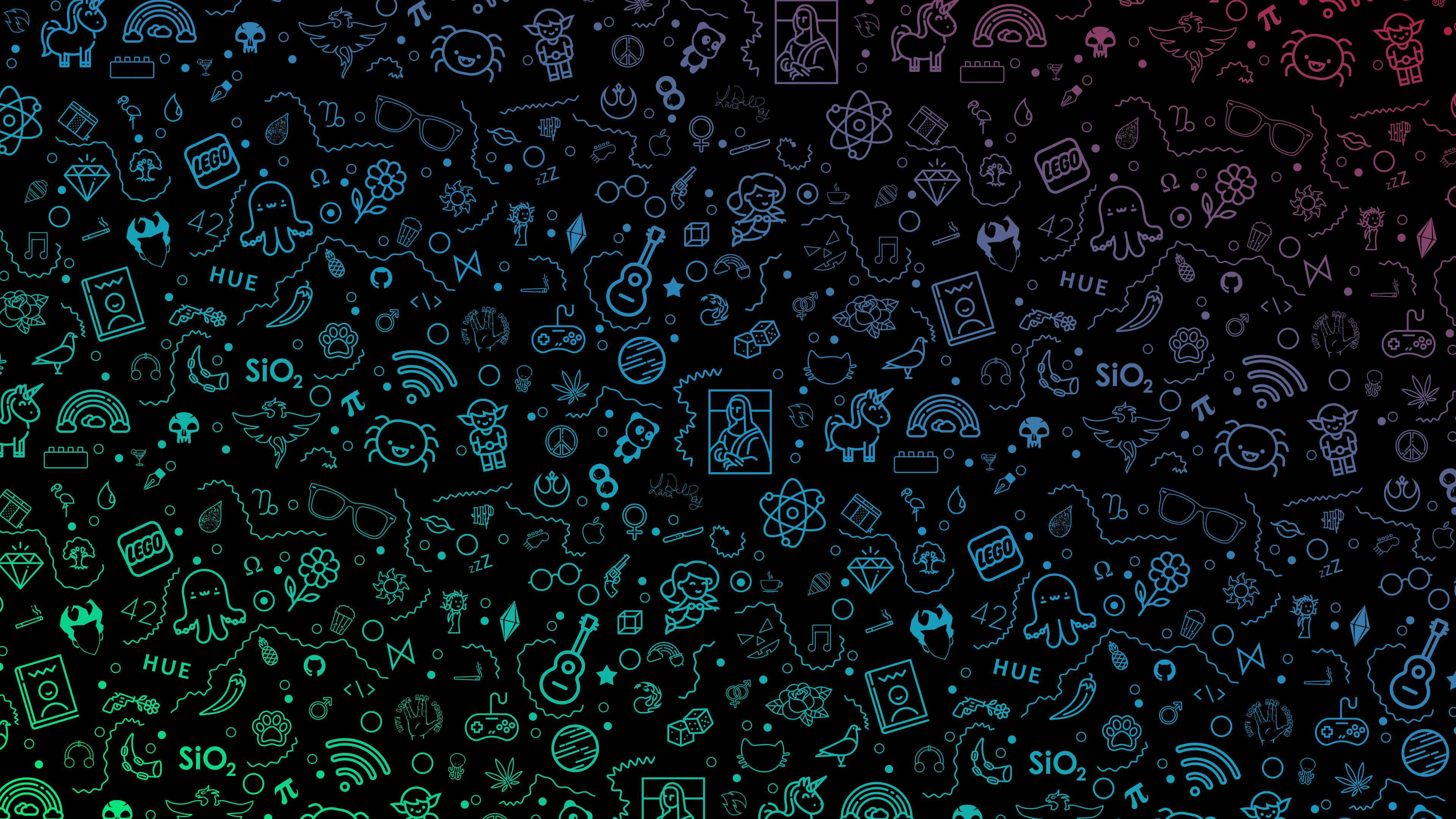 Không Gian Phát Sáng 4K Doodle Hình nền