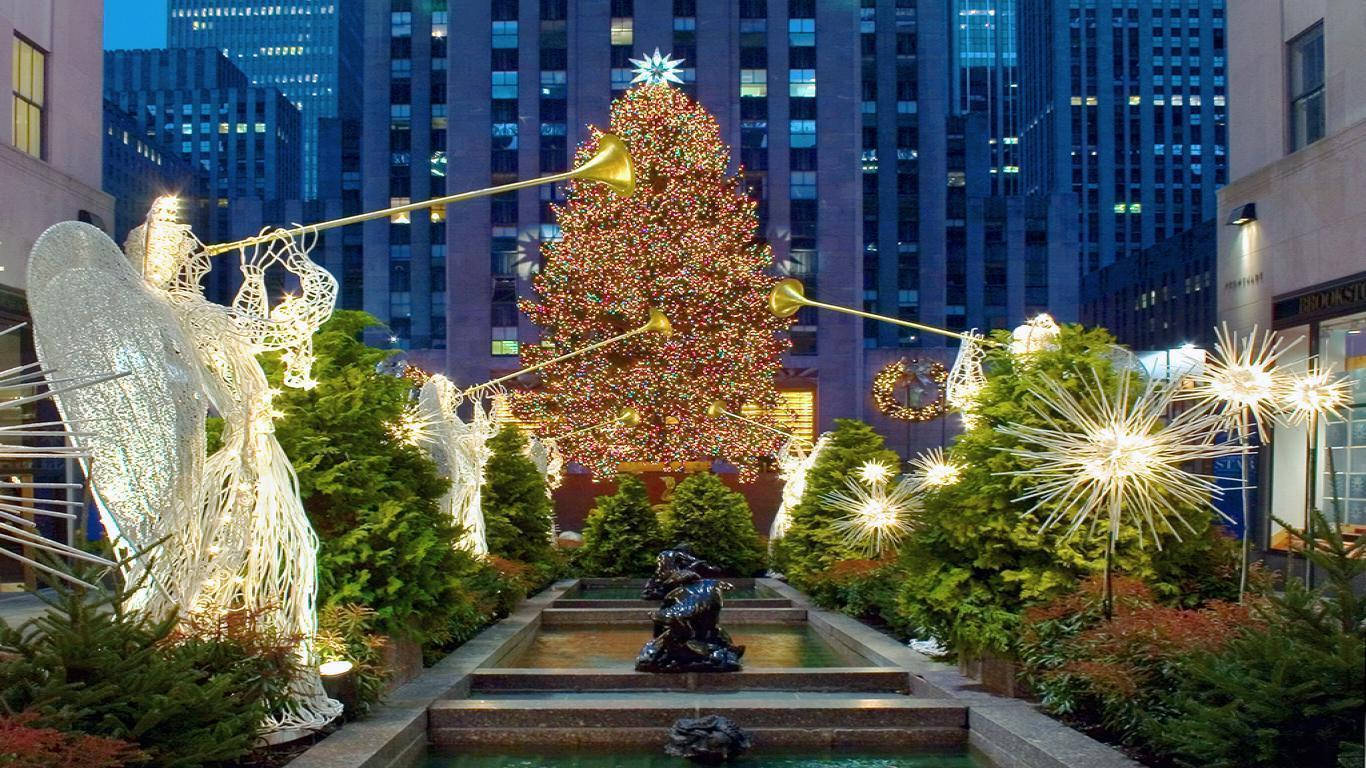 Khu vườn Trung tâm Rockefeller trong mùa Giáng sinh Hình nền