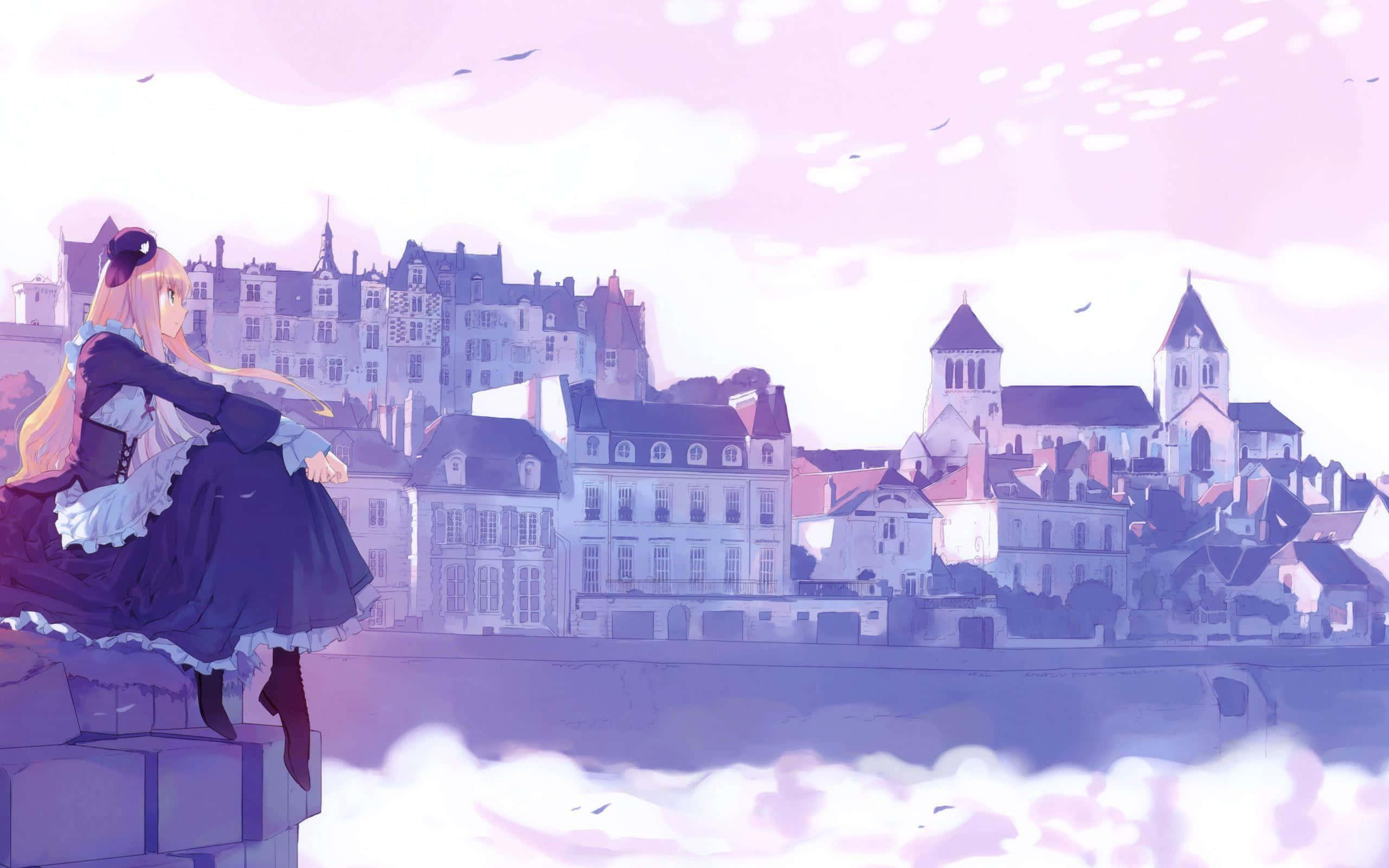 Khung cảnh anime huyền ảo trong khu rừng thần bí Hình nền