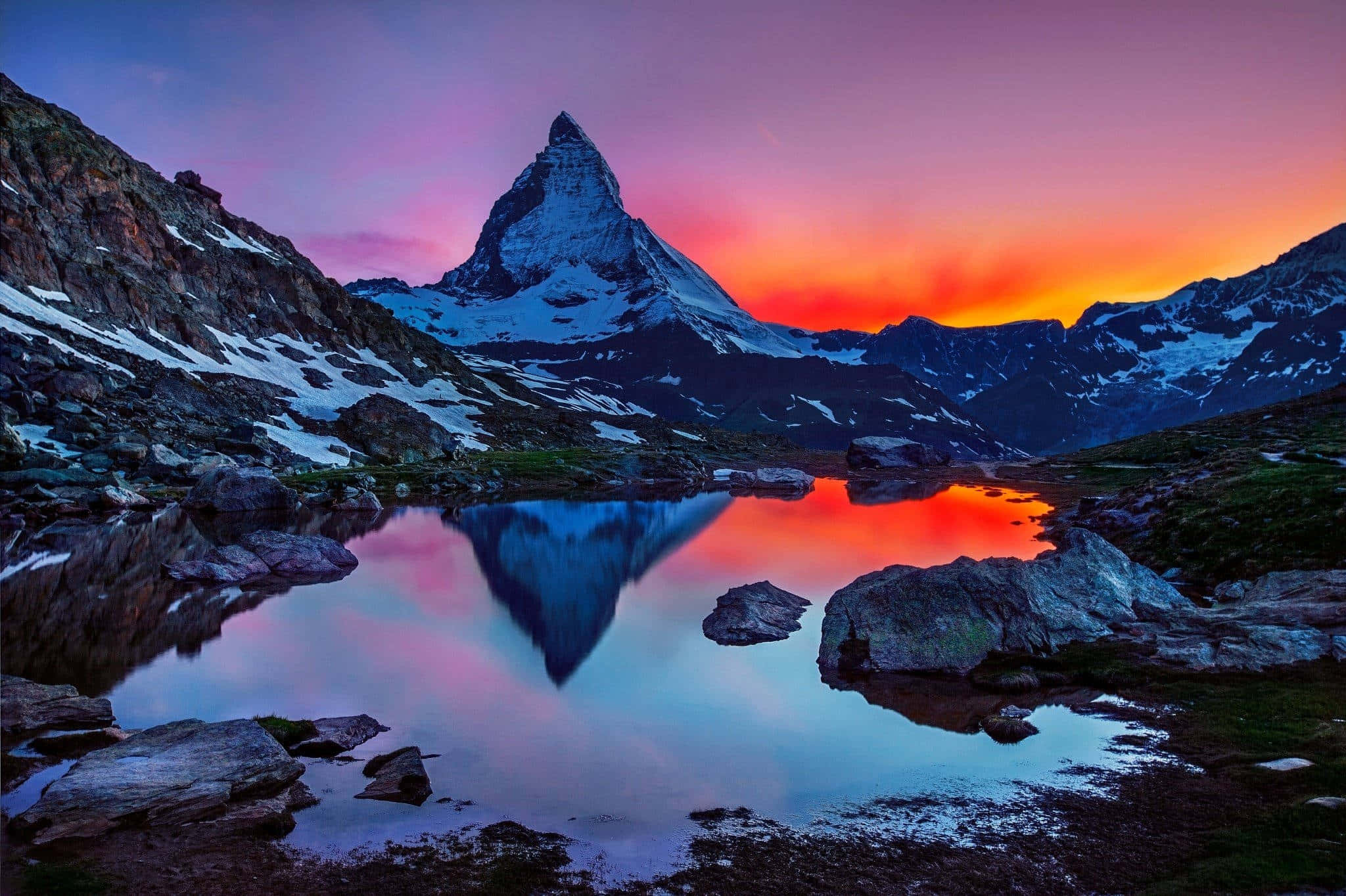 Khung cảnh hoàng hôn tuyệt đẹp tại Matterhorn Hình nền