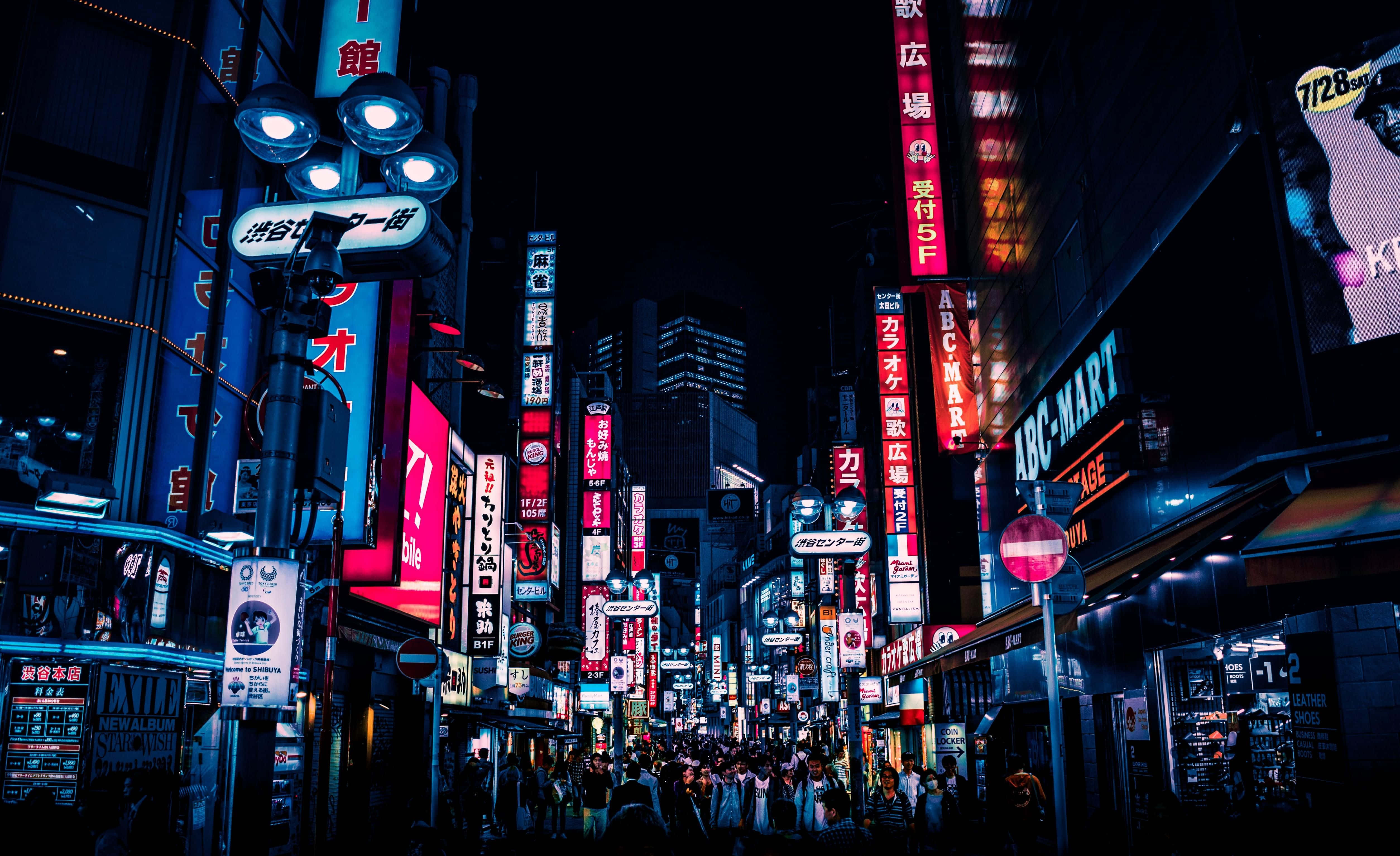 Khung cảnh Tokyo, Nhật Bản về đêm tuyệt đẹp Hình nền