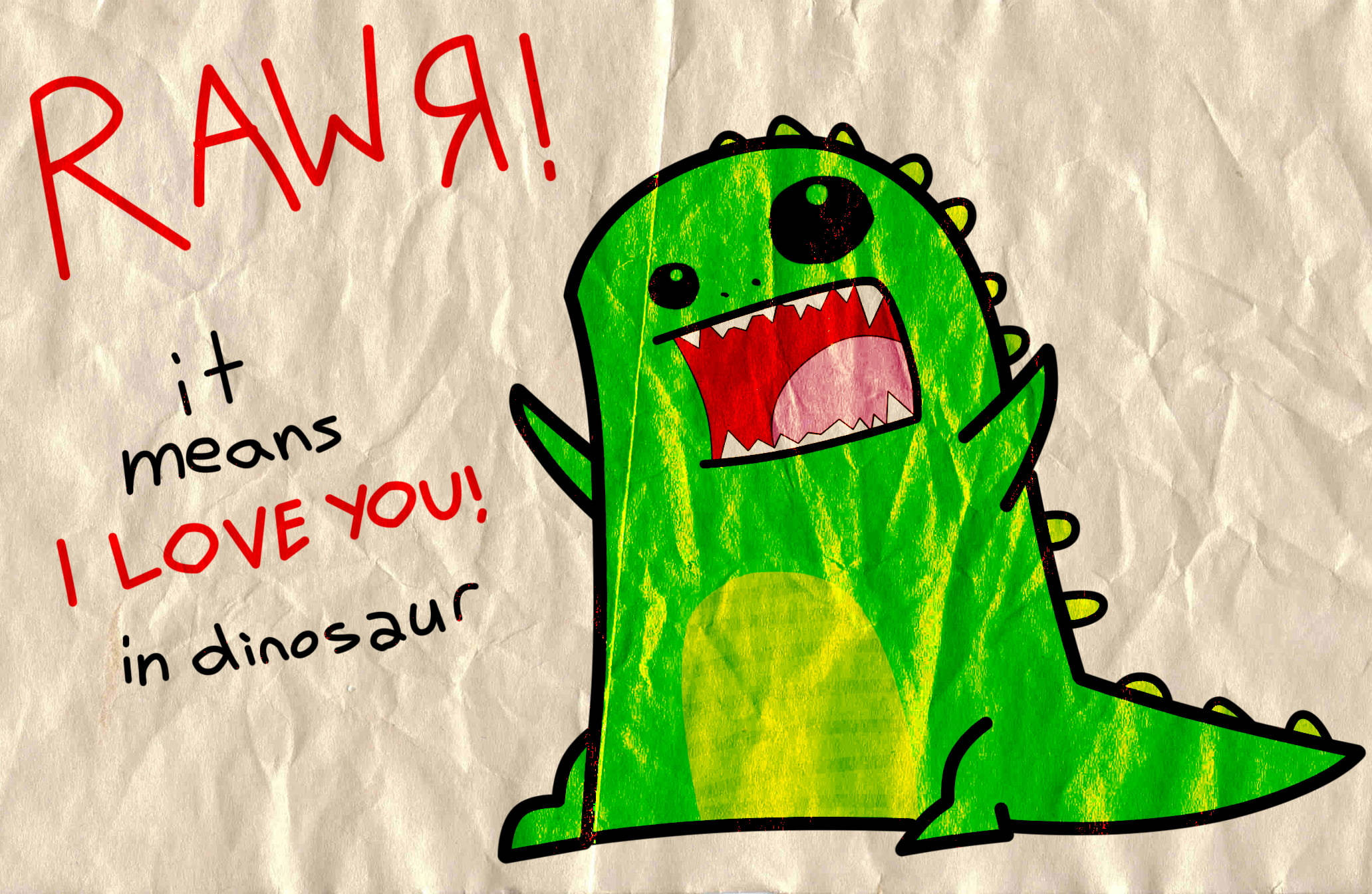 Khủng long dễ thương Rawr I Love You Hình nền