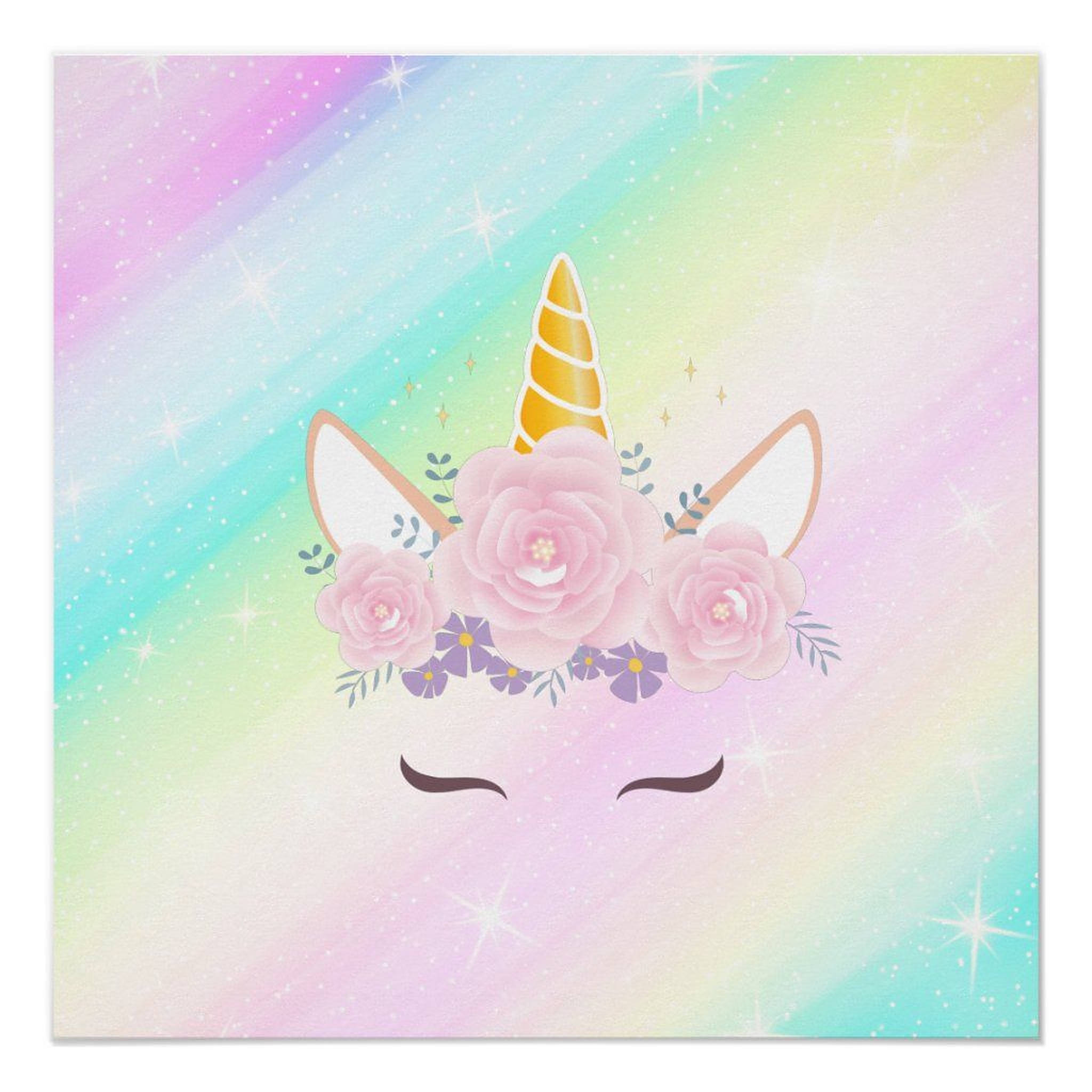 Khuôn mặt kỳ lân với cầu vồng pastel Hình nền