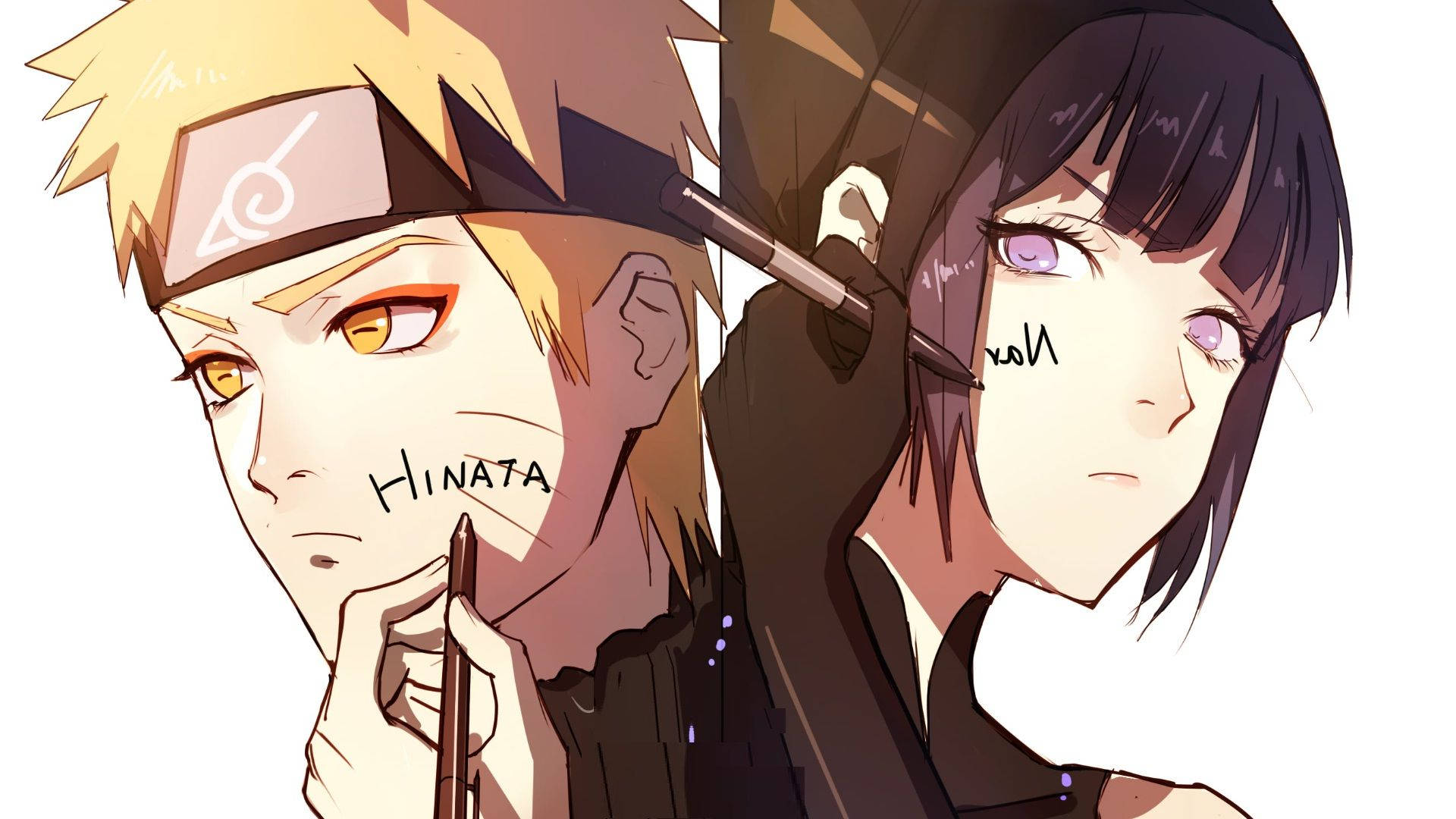 Khuôn mặt Naruto và Hinata Hình nền