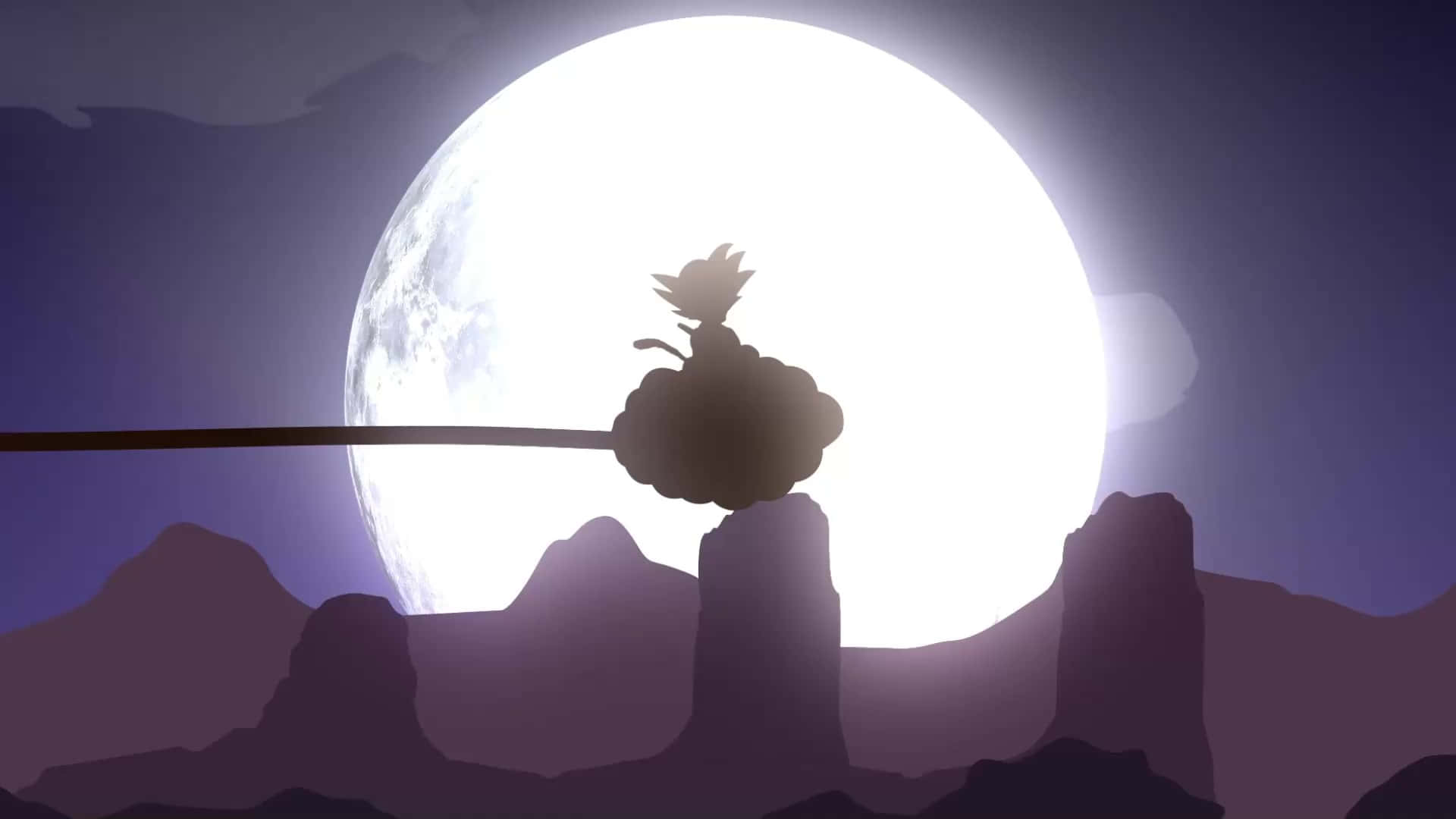 Kid Goku trên mây bên trăng bóng đêm Hình nền