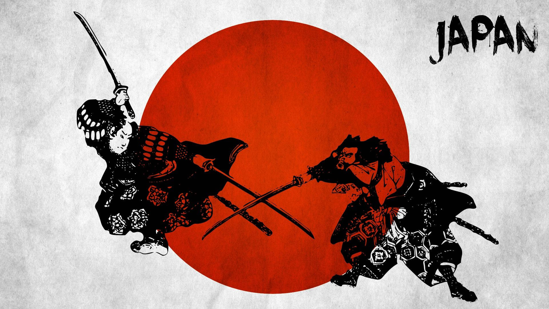 Kiếm Samurai Nhật Bản Chiến Đấu Trên Nền Cờ Hình nền