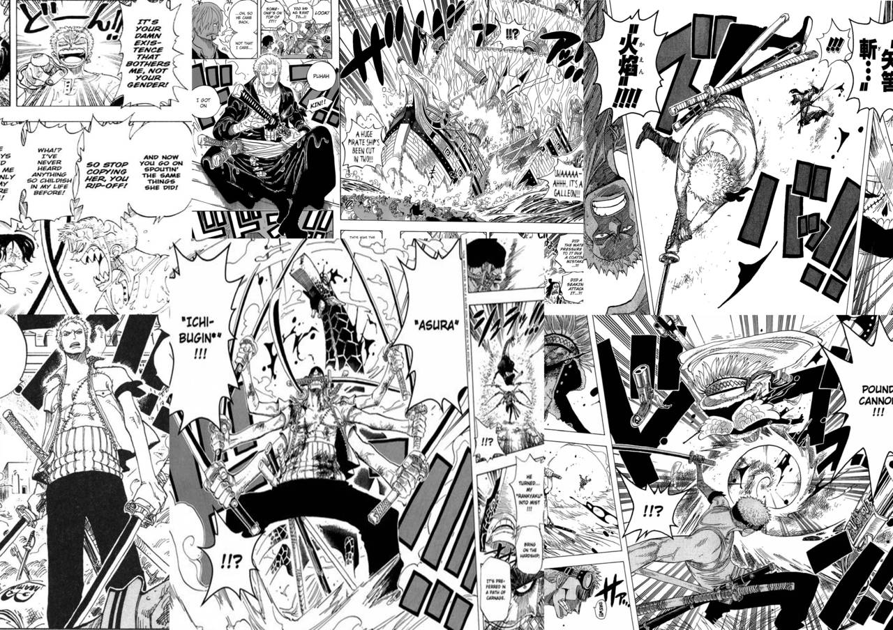 Kiếm sĩ Roronoa Zoro trong khung truyện manga Hình nền