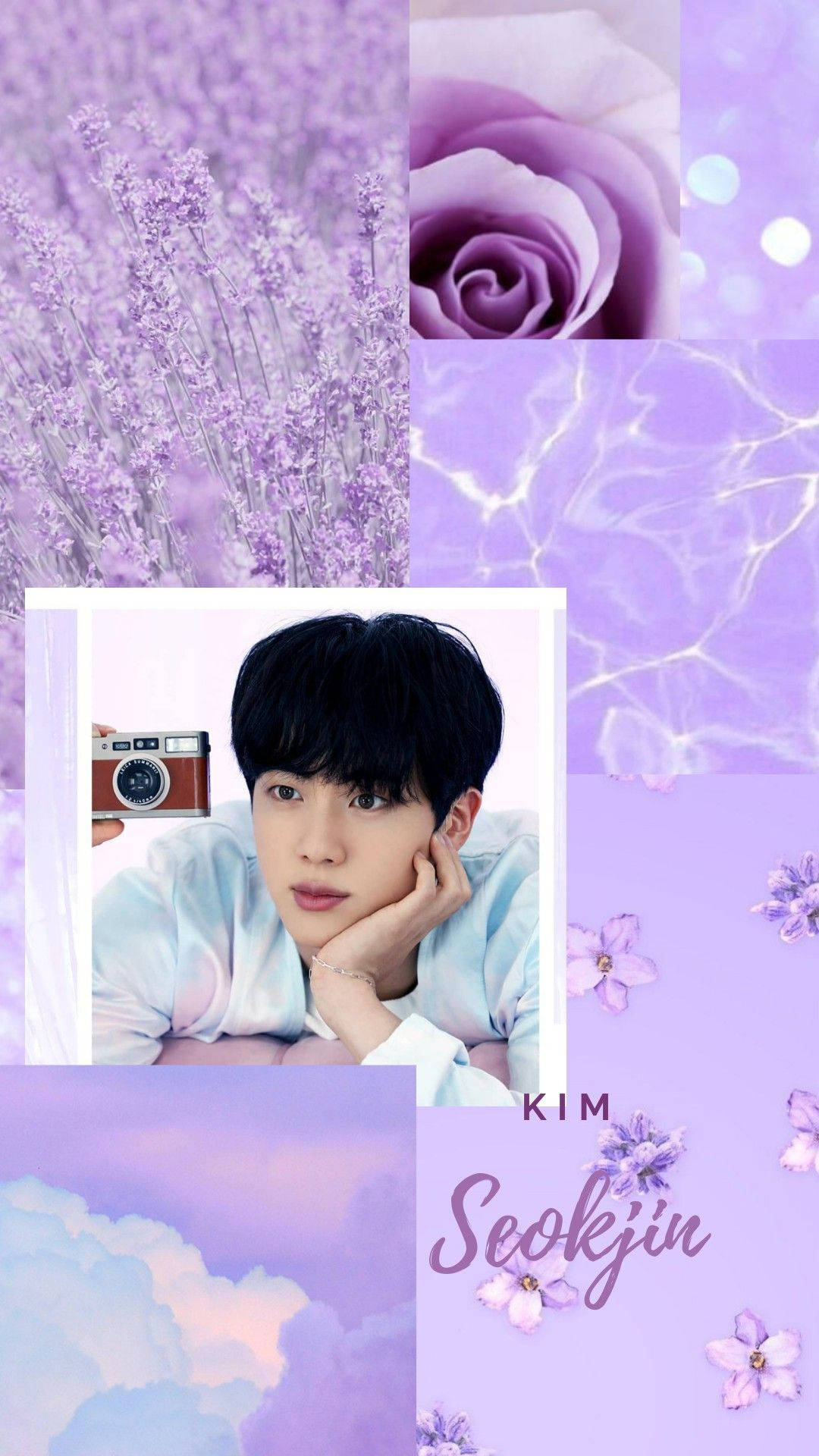 Kim Seokjin phong cách thẩm mỹ tím pastel Hình nền