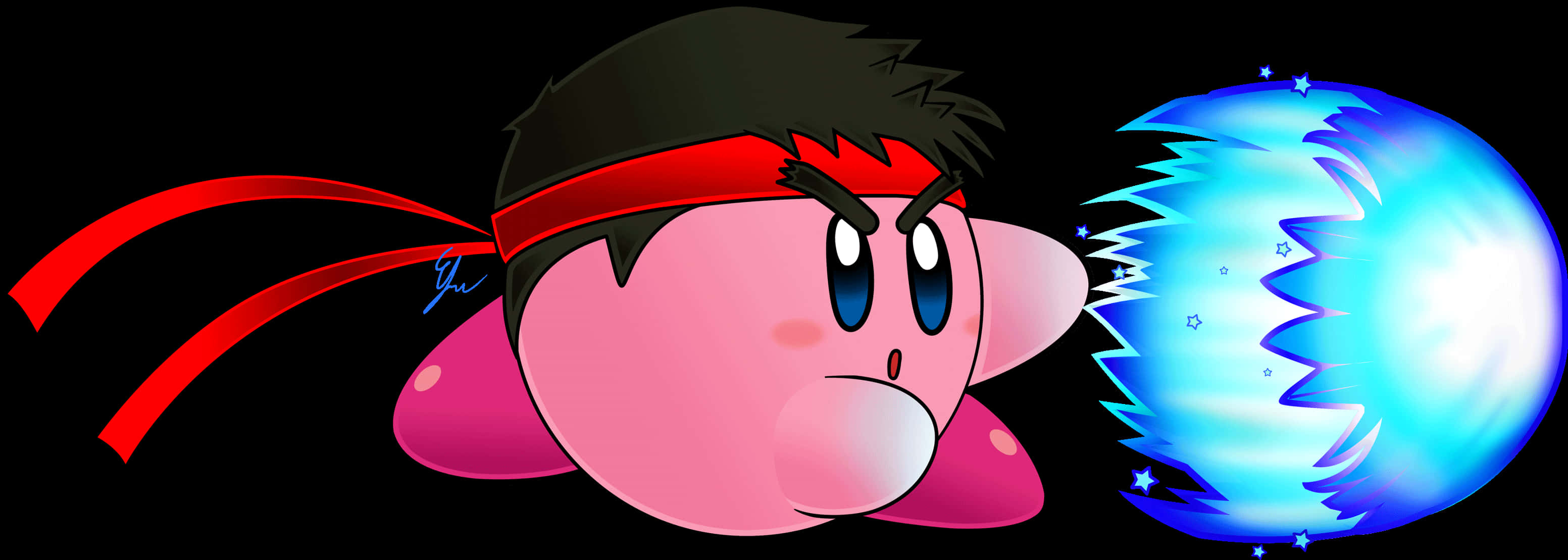 Kirby tư thế chiến đấu với quả cầu năng lượng Hình nền