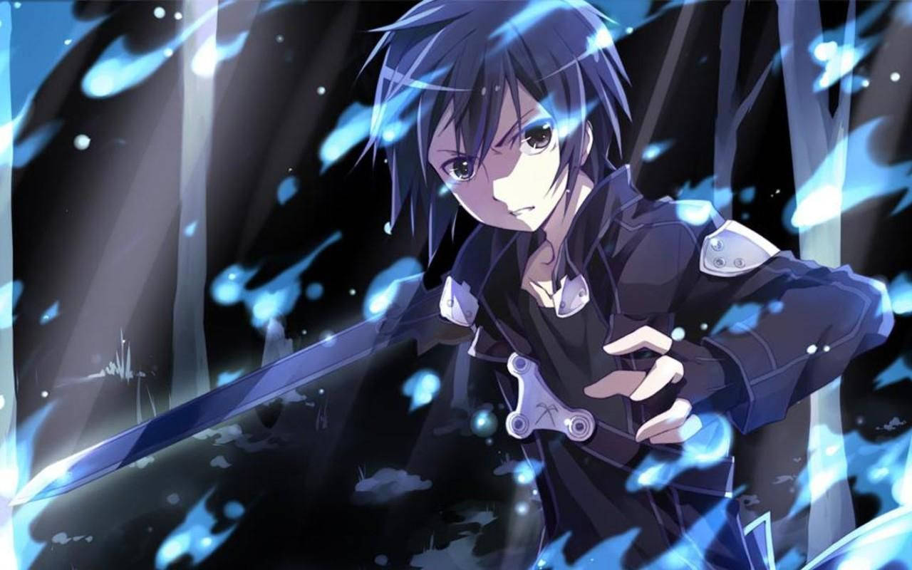 Kirito, một cậu bé anime dũng cảm từ Sword Art Online Hình nền
