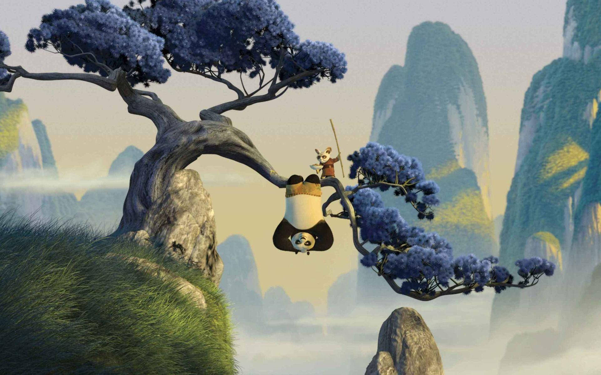 Kung Fu Panda và Shifu cùng tập luyện Hình nền