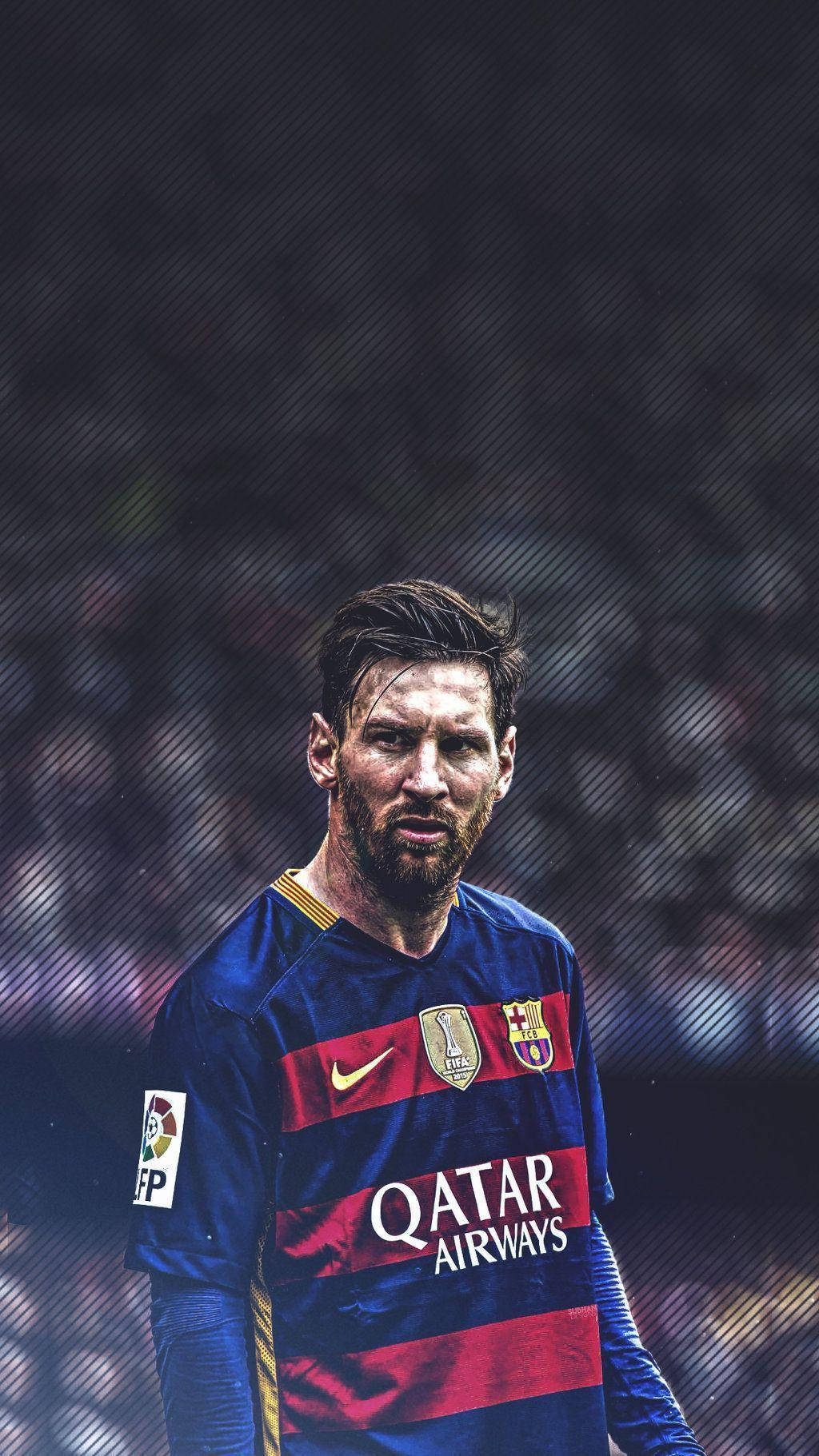 Hình nền Messi trong áo đấu có logo FIFA World Champion 2015