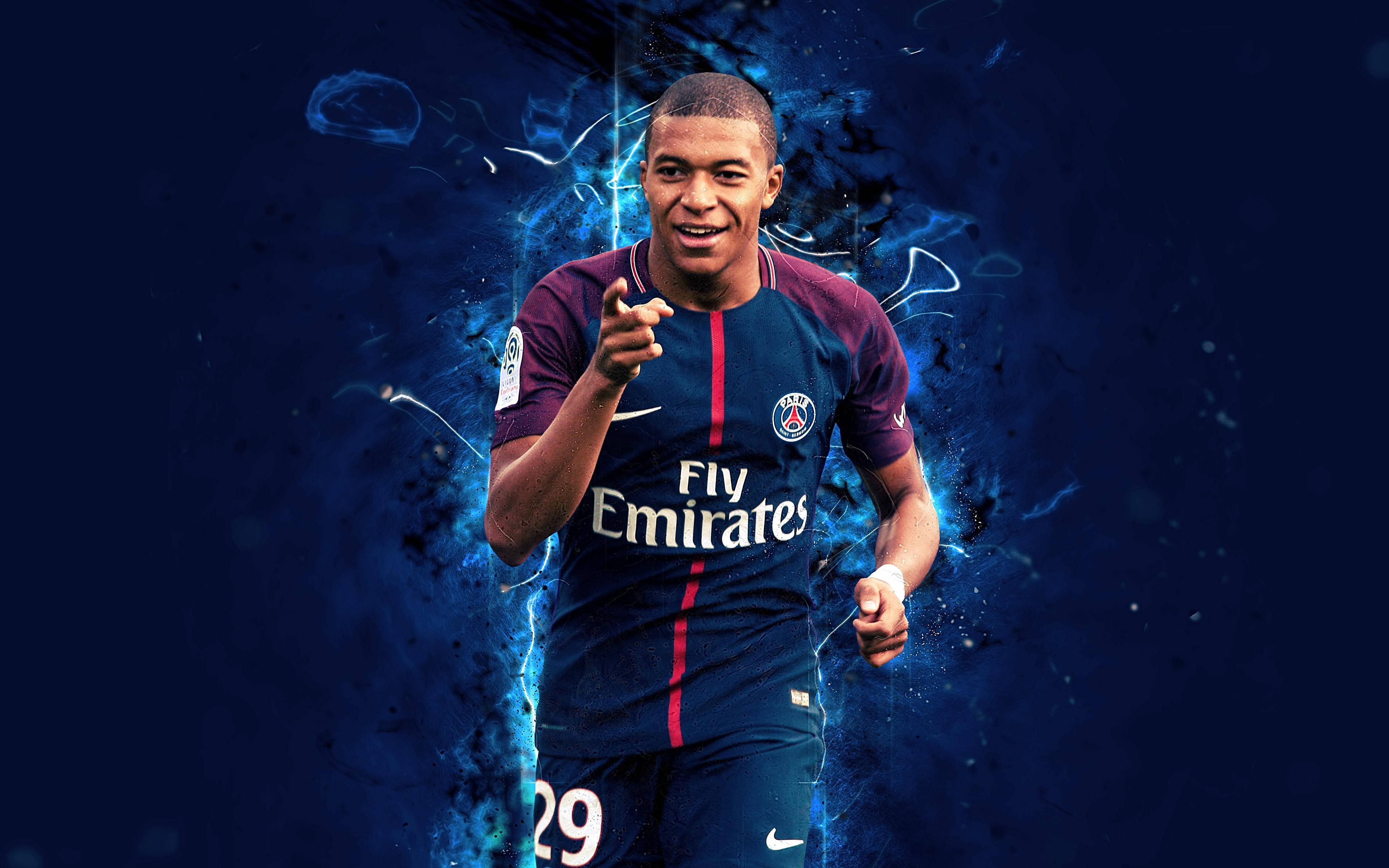 Kylian Mbappe 4K Xanh Thẩm Mỹ Hình nền