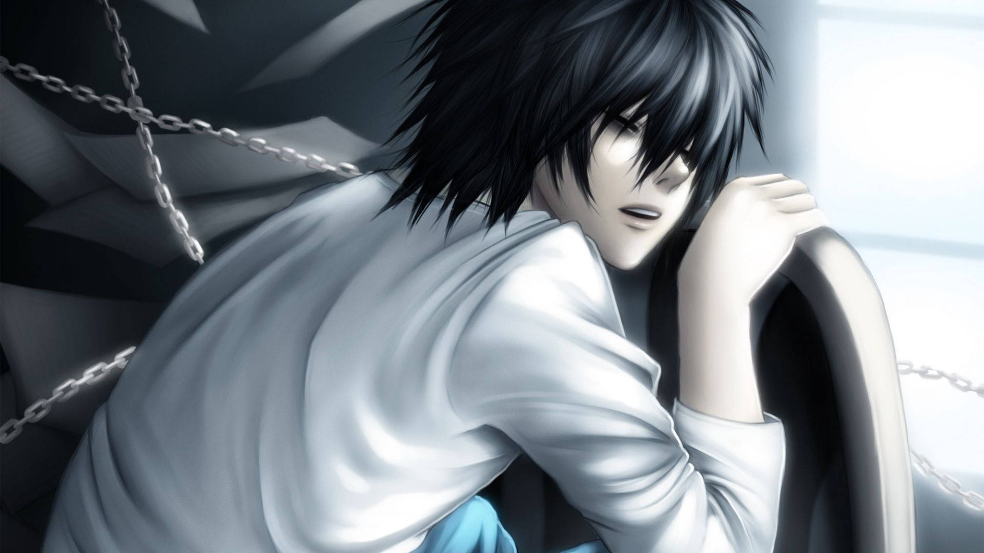 Hình nền chàng trai anime L Lawliet từ Death Note đang ngủ