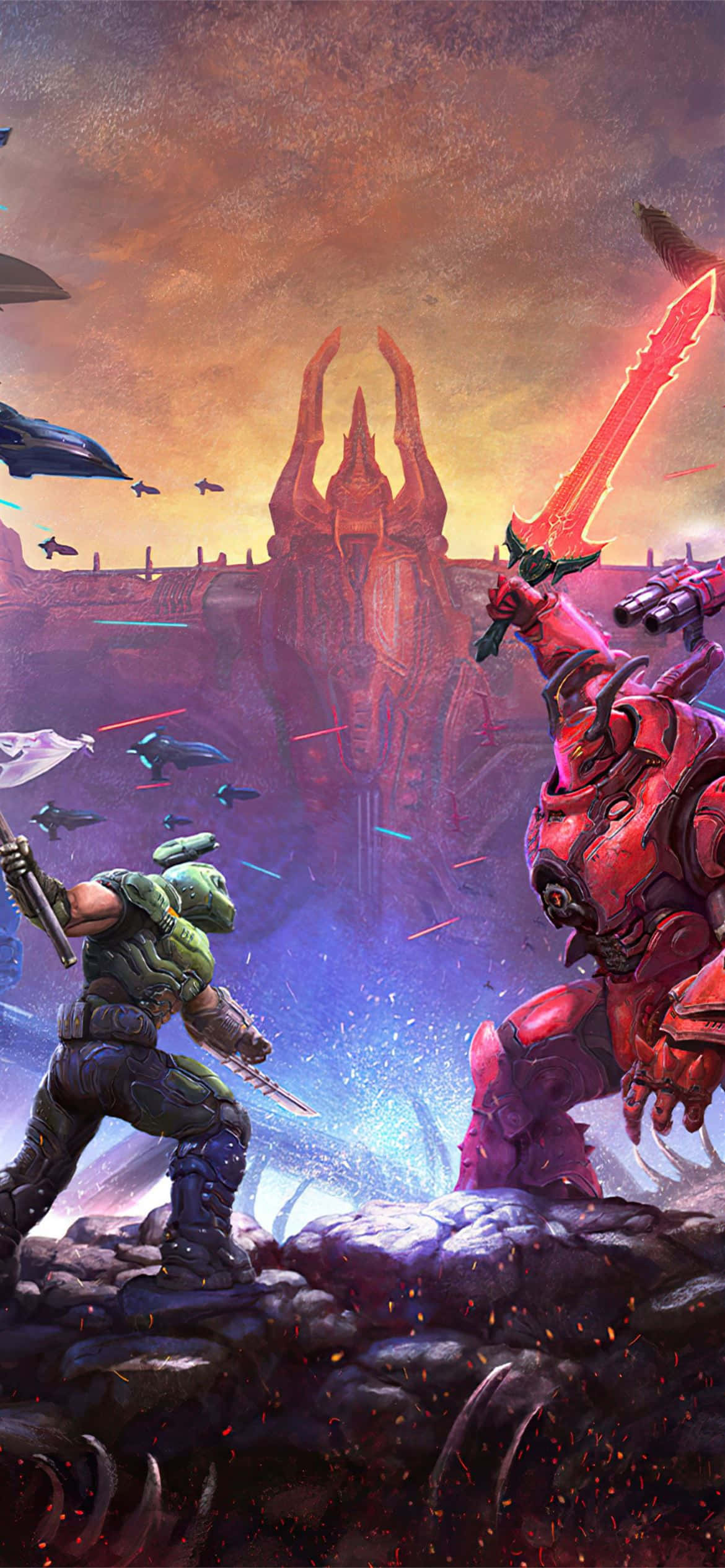 Lạc vào thế giới của trò chơi Doom Eternal hoành tráng trên iPhone của bạn. Hình nền