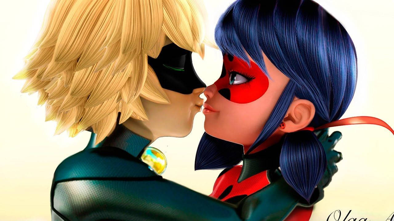 Ladybug và Cat Noir Hôn nhau Hoạt hình Hình nền