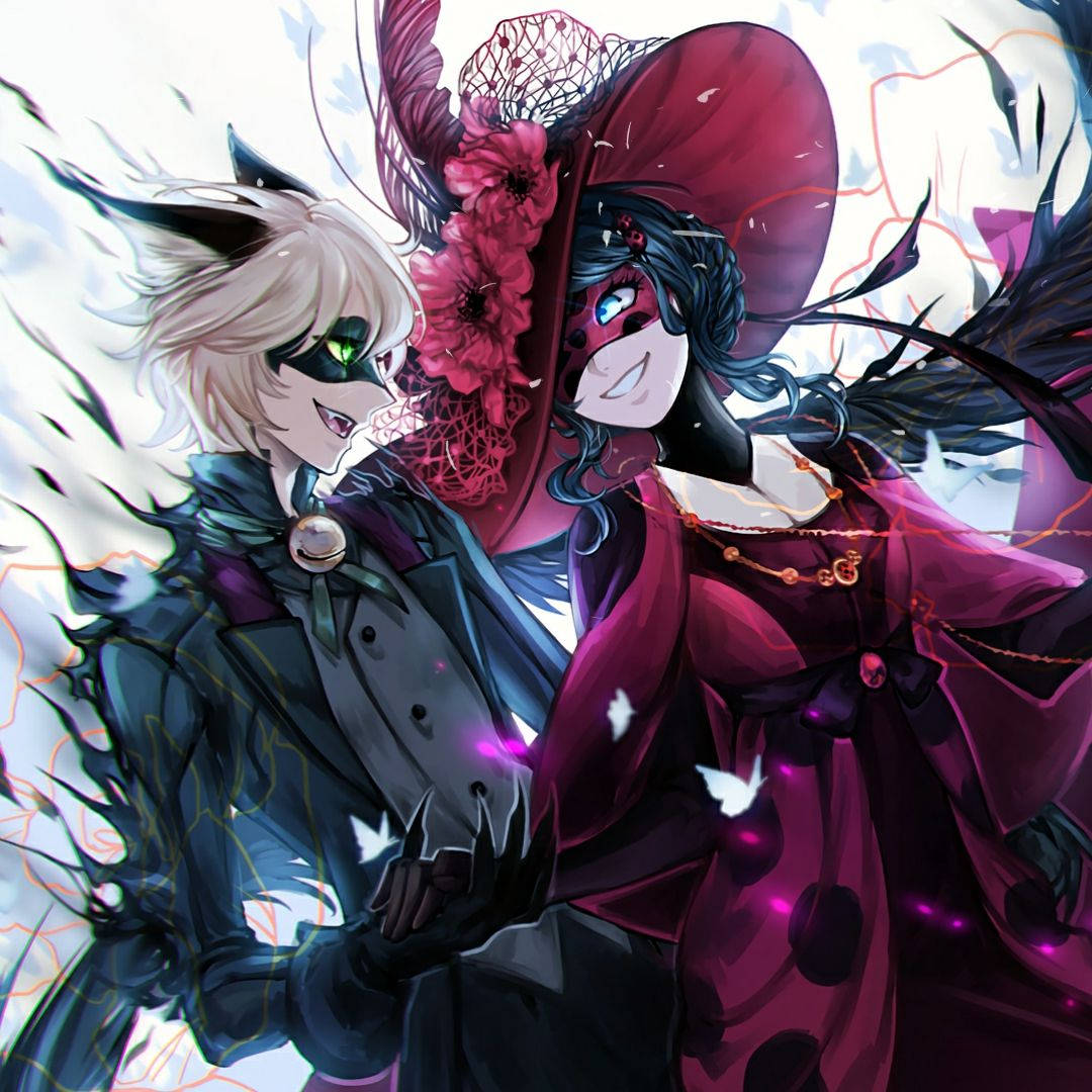 Ladybug và Cat Noir Hôn nhau trong Trang phục Gothic Hình nền
