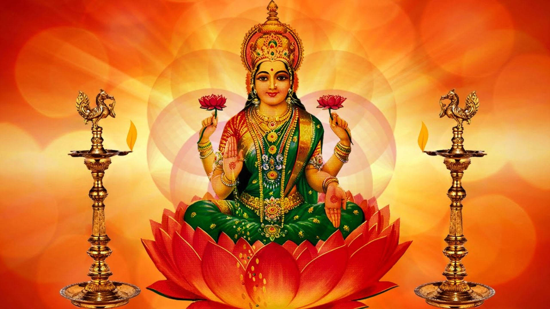 Lakshmi sen đỏ cam Hình nền