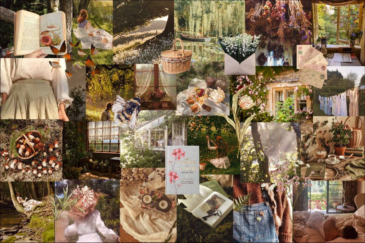 Lãng mạn vùng quê Collage Cottagecore Desktop Hình nền