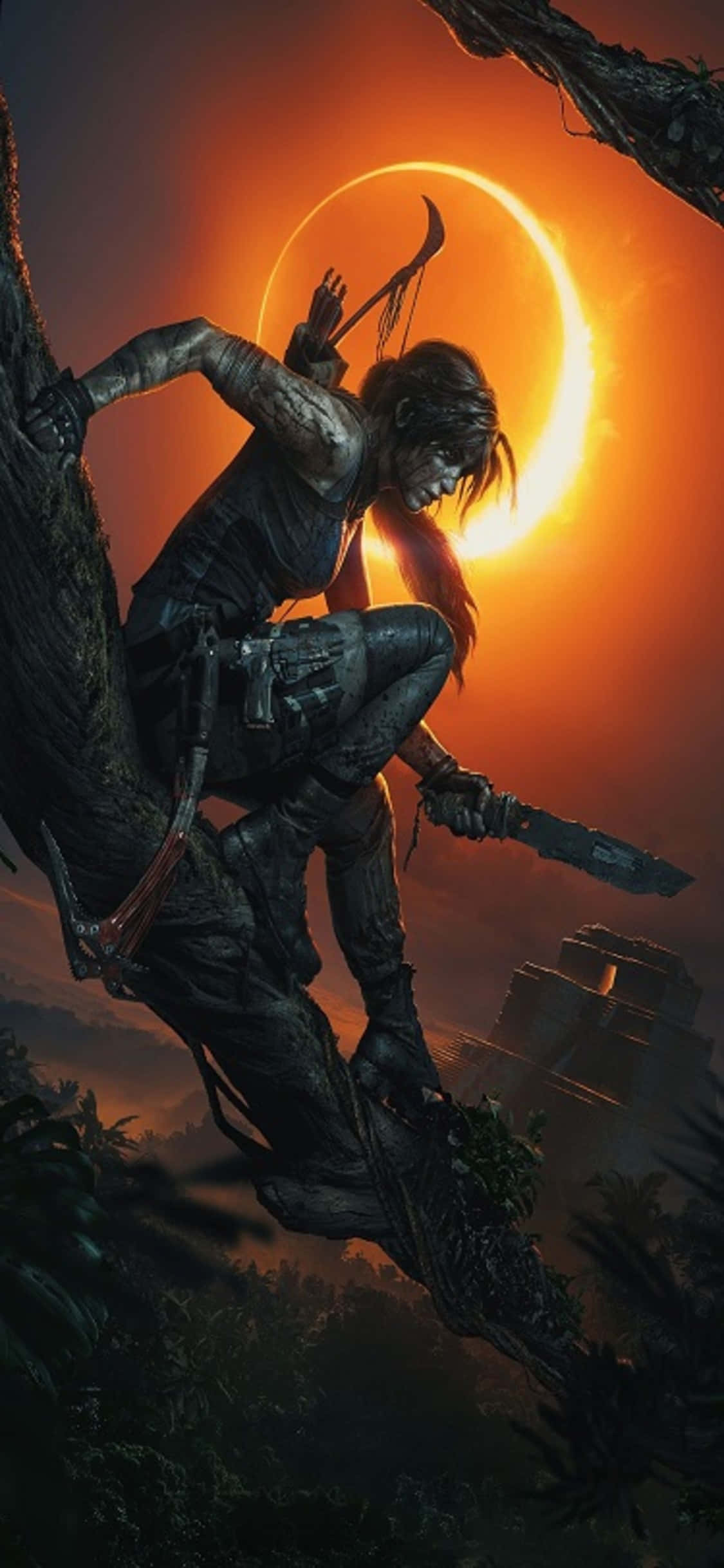 Lara Croft giơ cao dao | Shadow of the Tomb Raider Hình nền