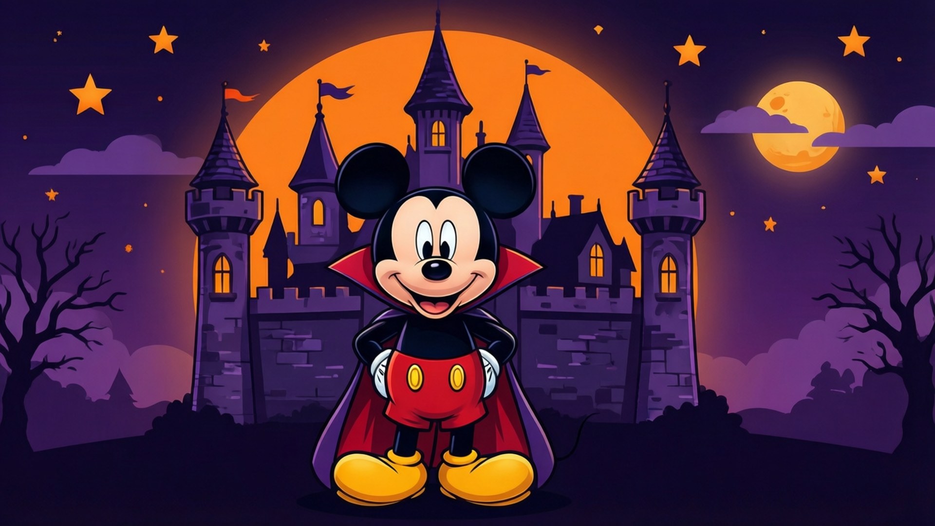 Lâu đài ma cà rồng Mickey Hình nền