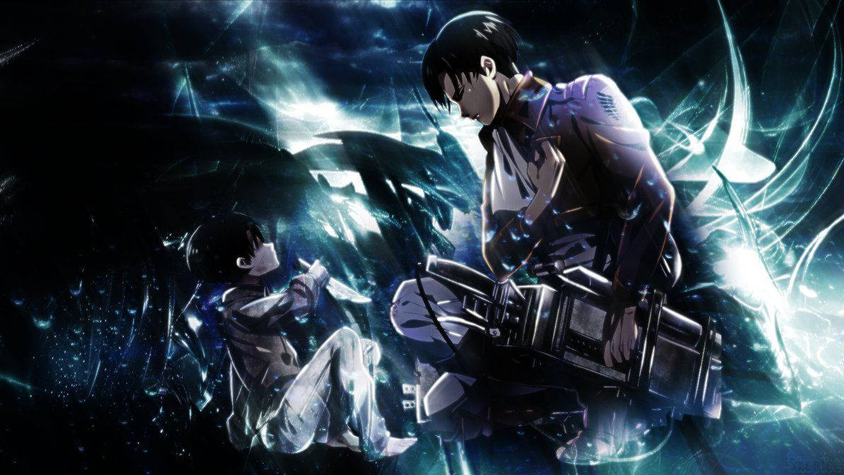 Attack On Titan Levi ngồi xổm nhìn bản thân thời trẻ hình nền.