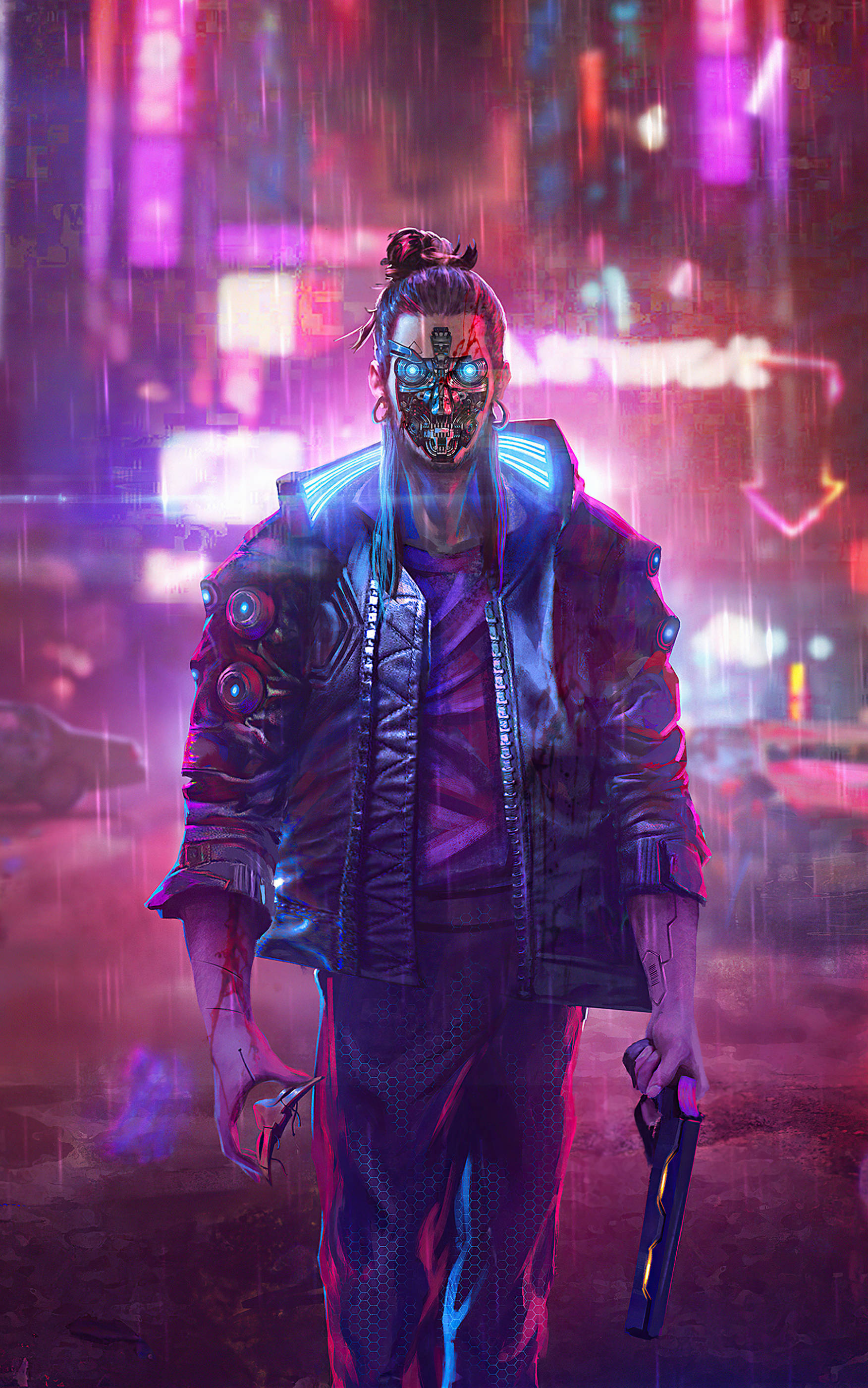 Lính đánh thuê Android nam Cyberpunk Hình nền
