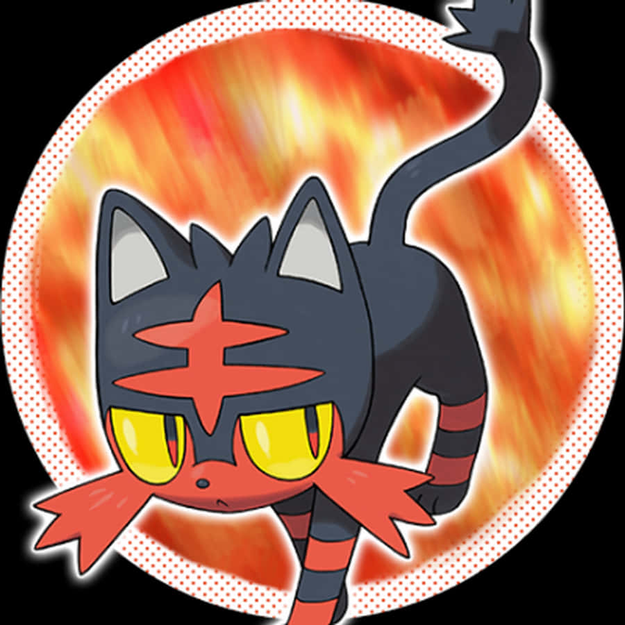 Litten với hình tròn màu cam Hình nền
