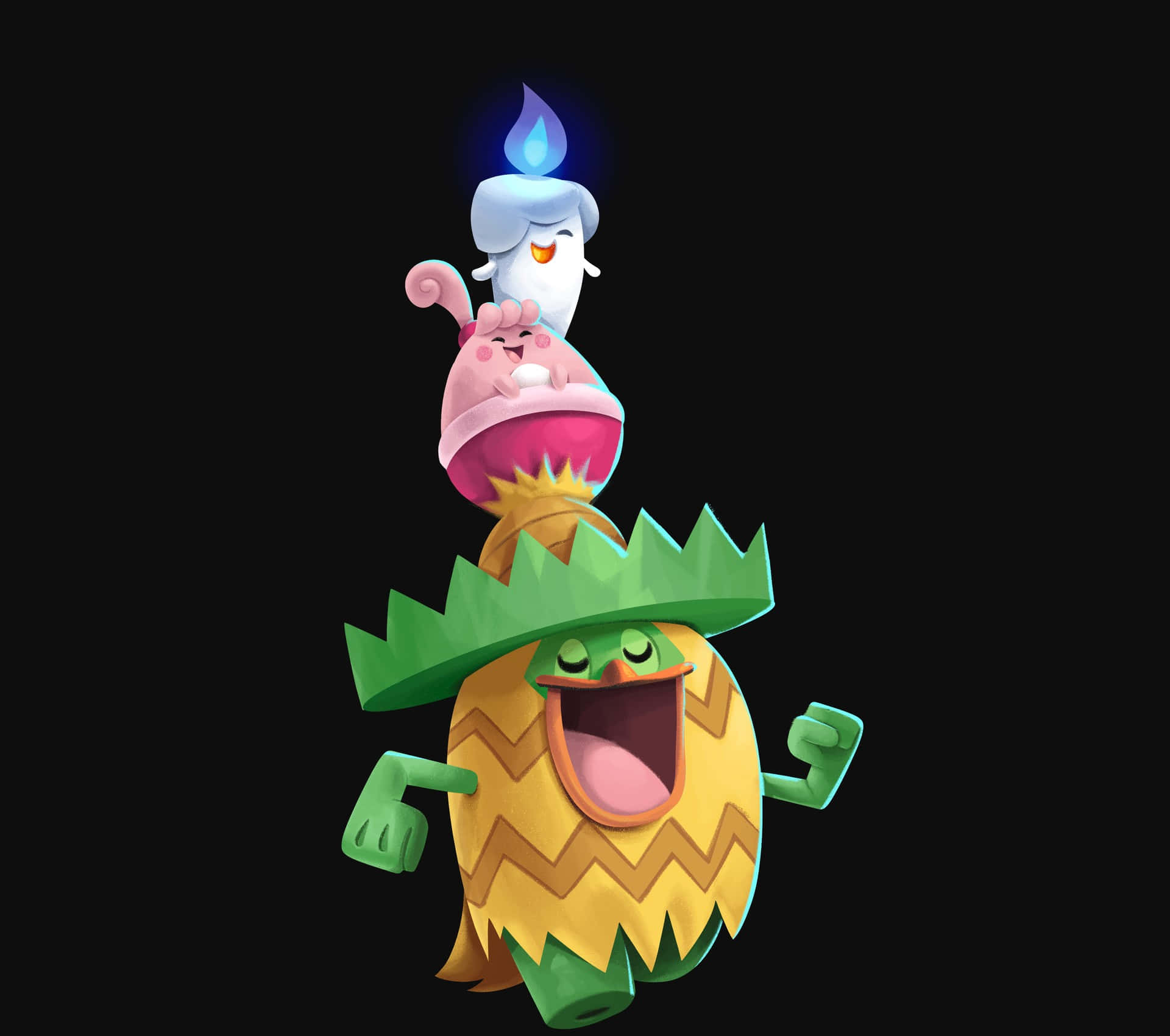 Litwick, Happiny và Ludicolo Hình nền