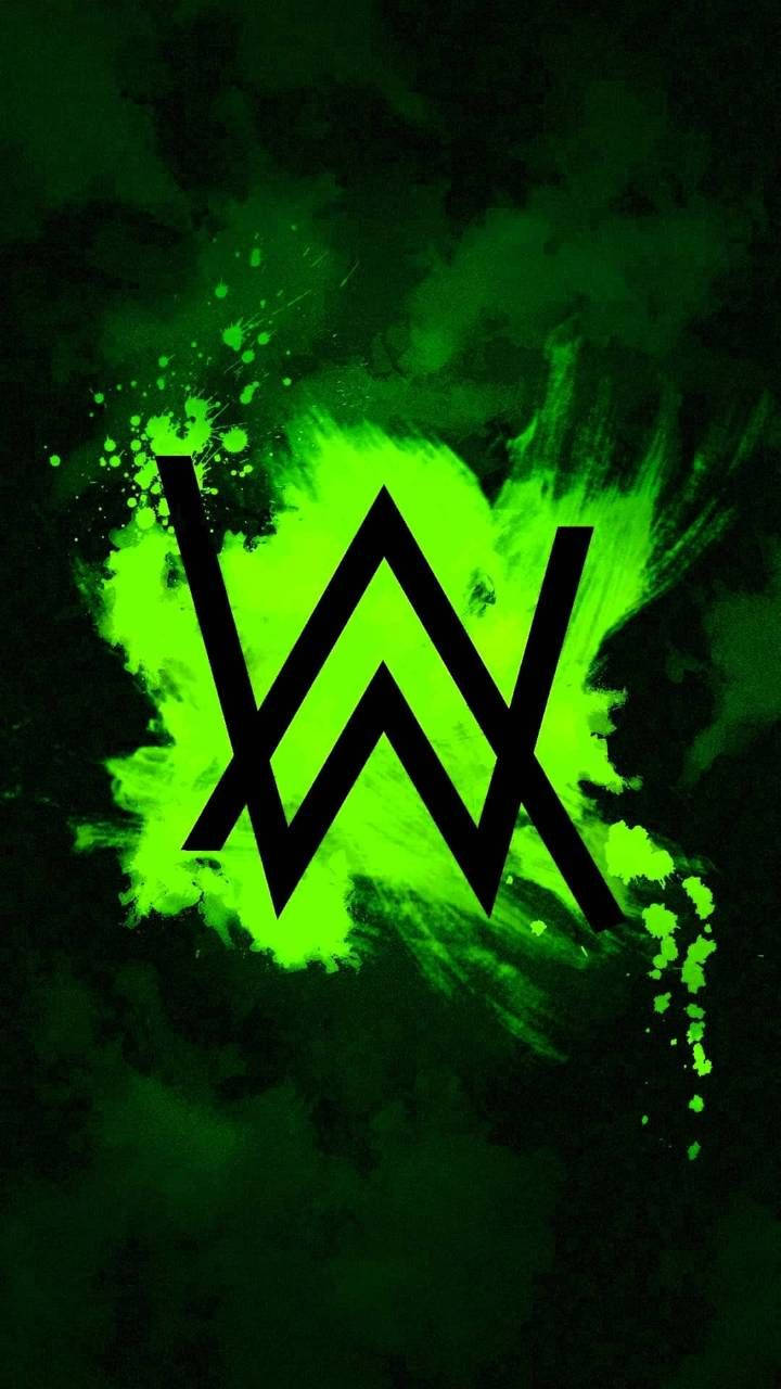 Logo Alan Walker màu xanh neon và đen Hình nền