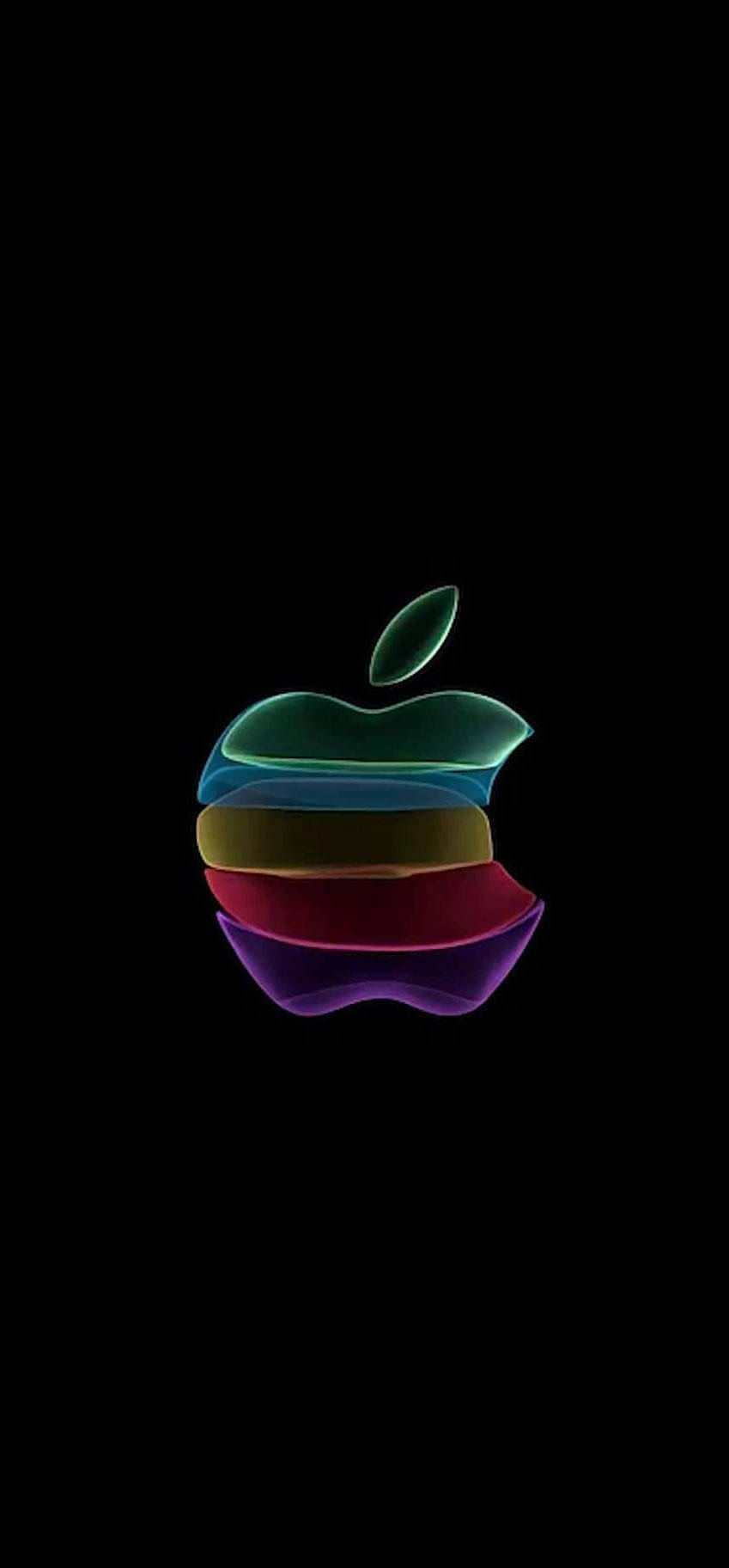 Logo Apple Cầu Vồng Tối Giản iOS 11 Hình nền