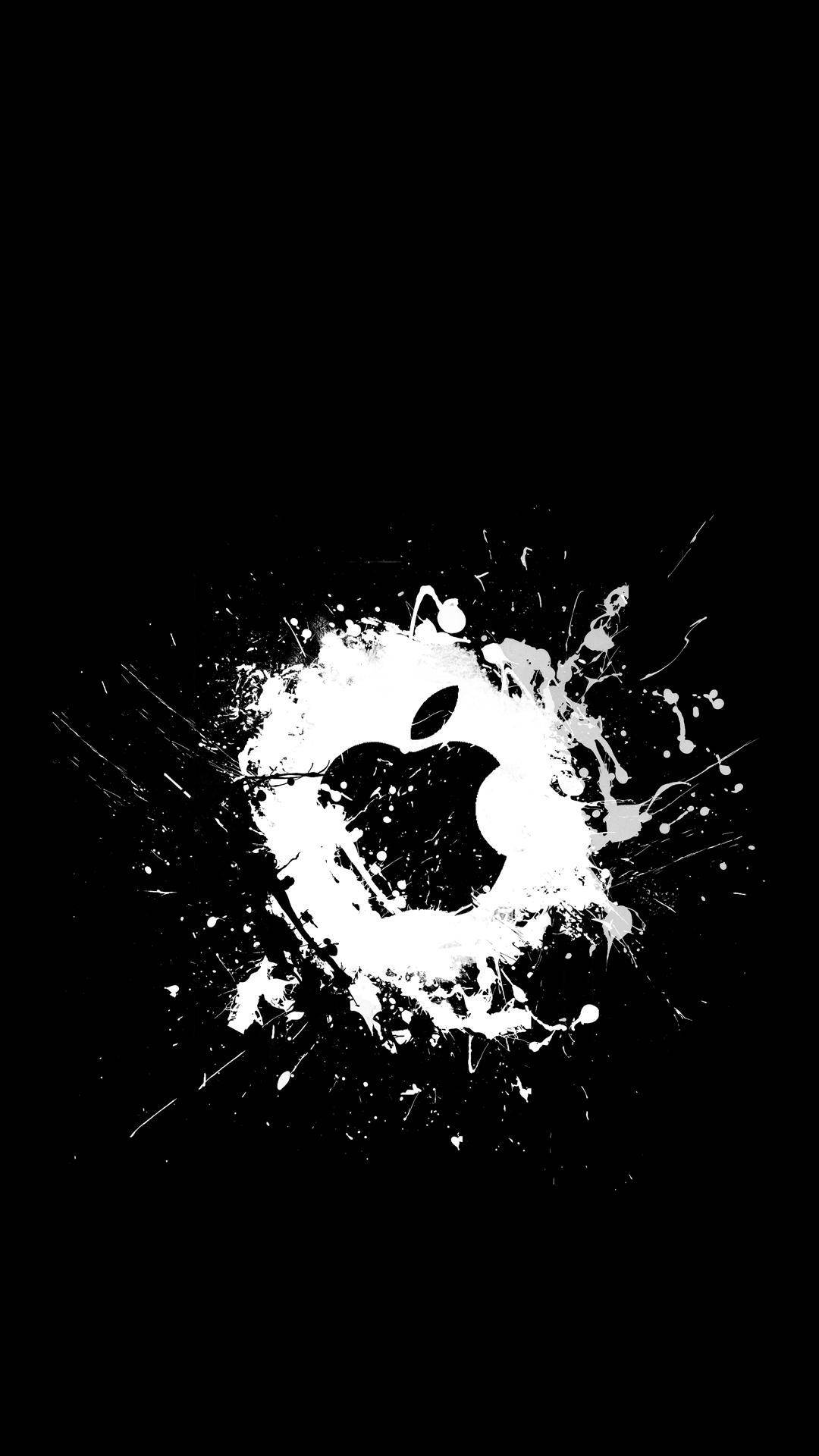 Logo Apple iPhone trắng đen với vệt bắn Hình nền